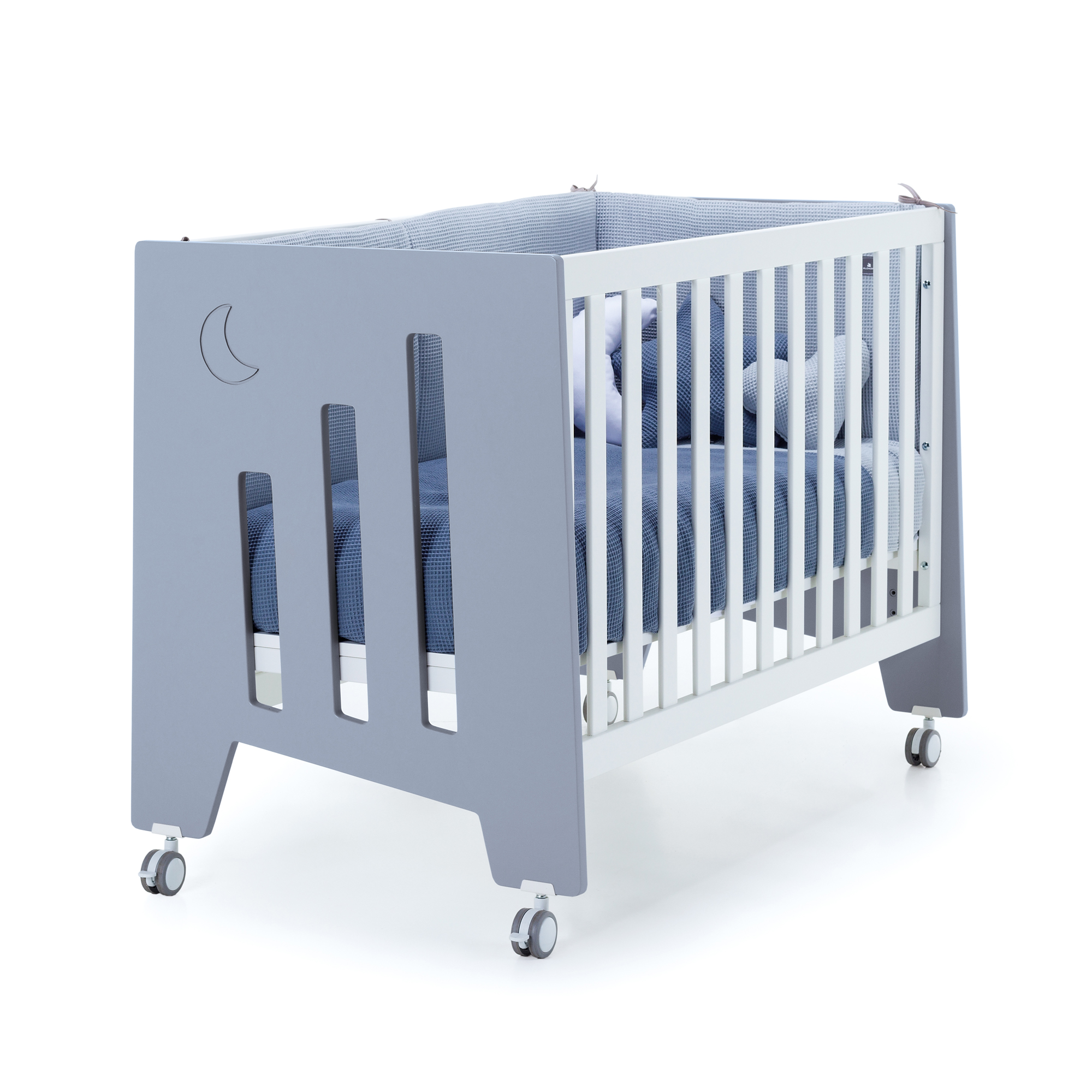 Lit bébé - bureau (2en1) 60x120 cm en bleu