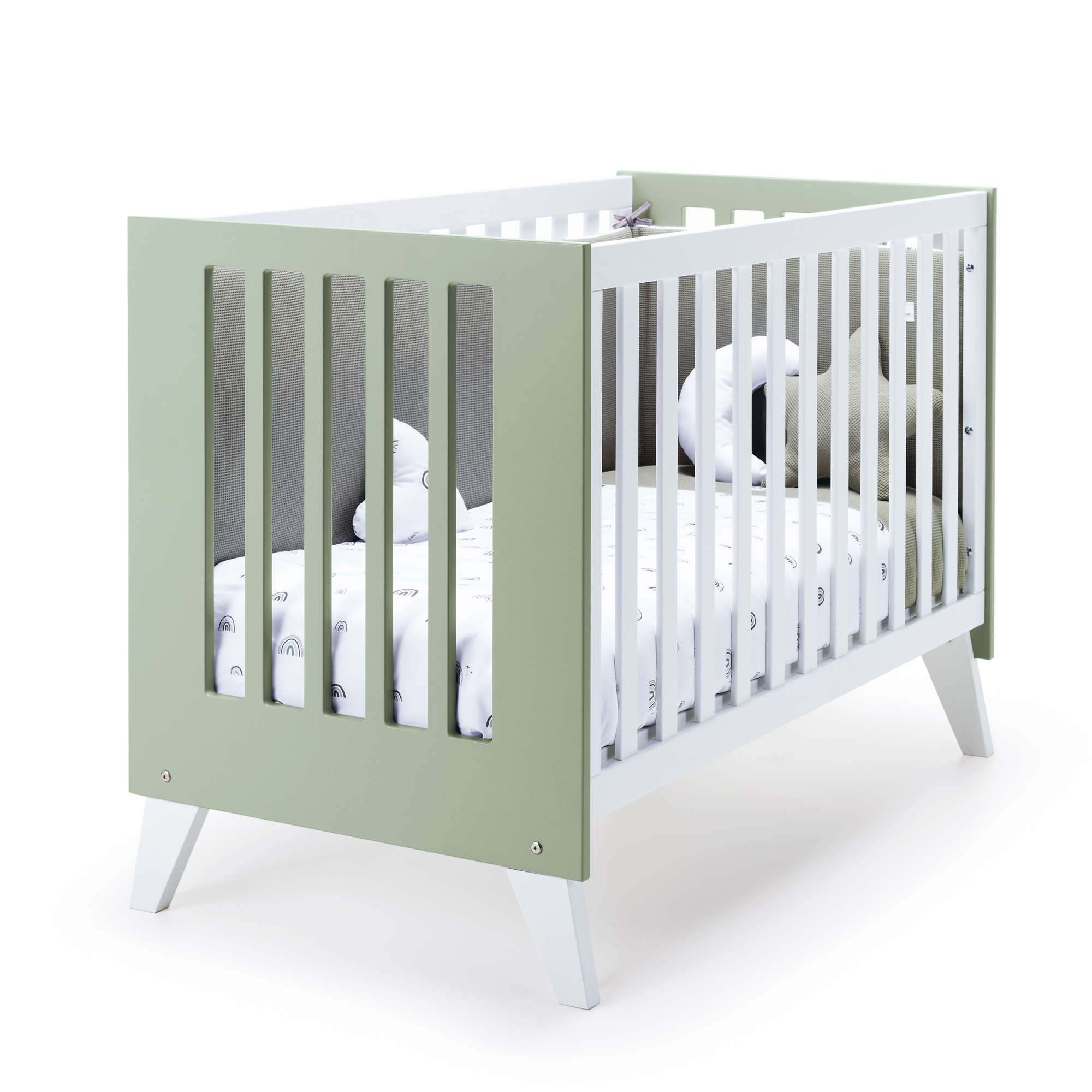Lit bébé - bureau (2en1) 60x120 cm en vert olive