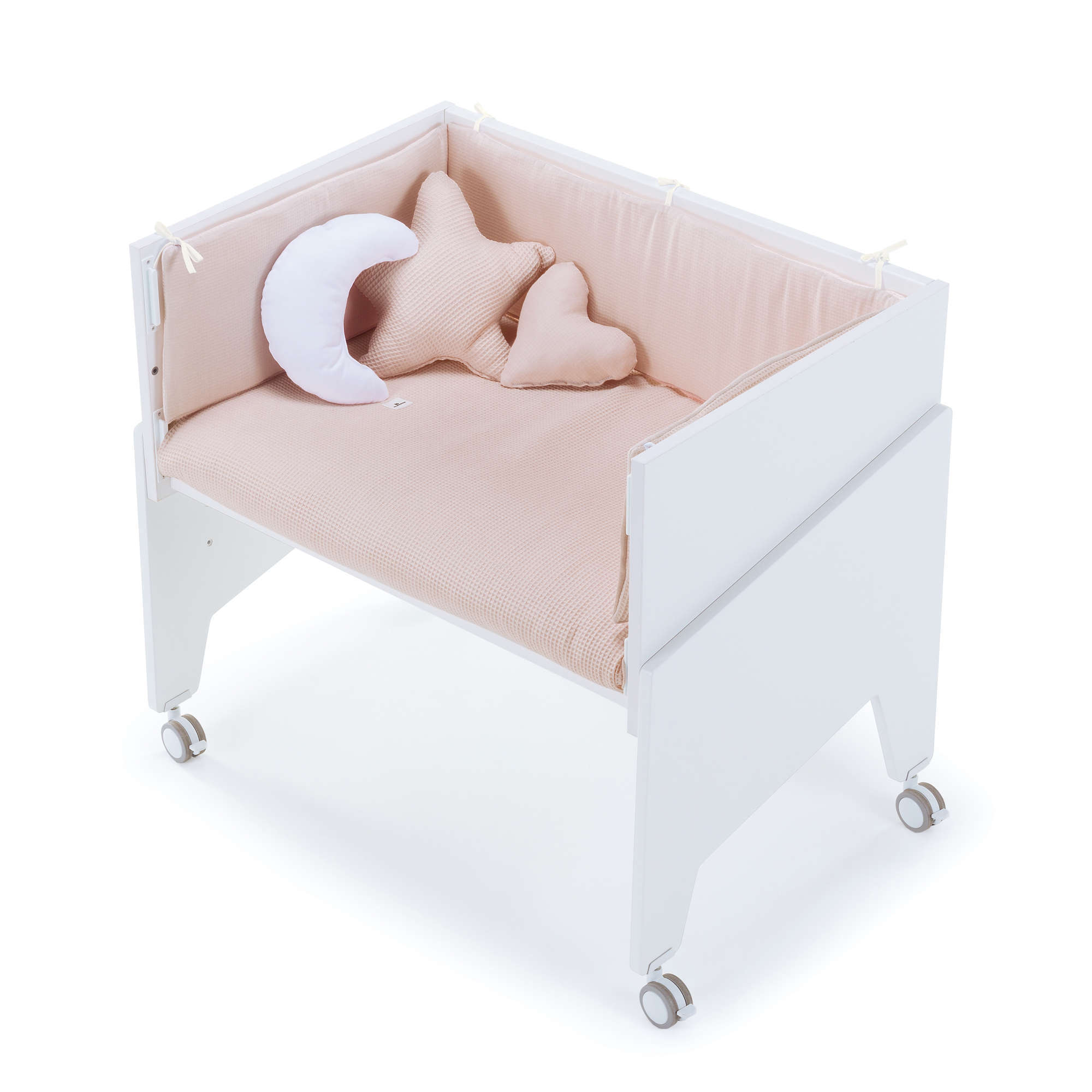 Berceaux cododo en blanc 50x80 cm avec textile rose