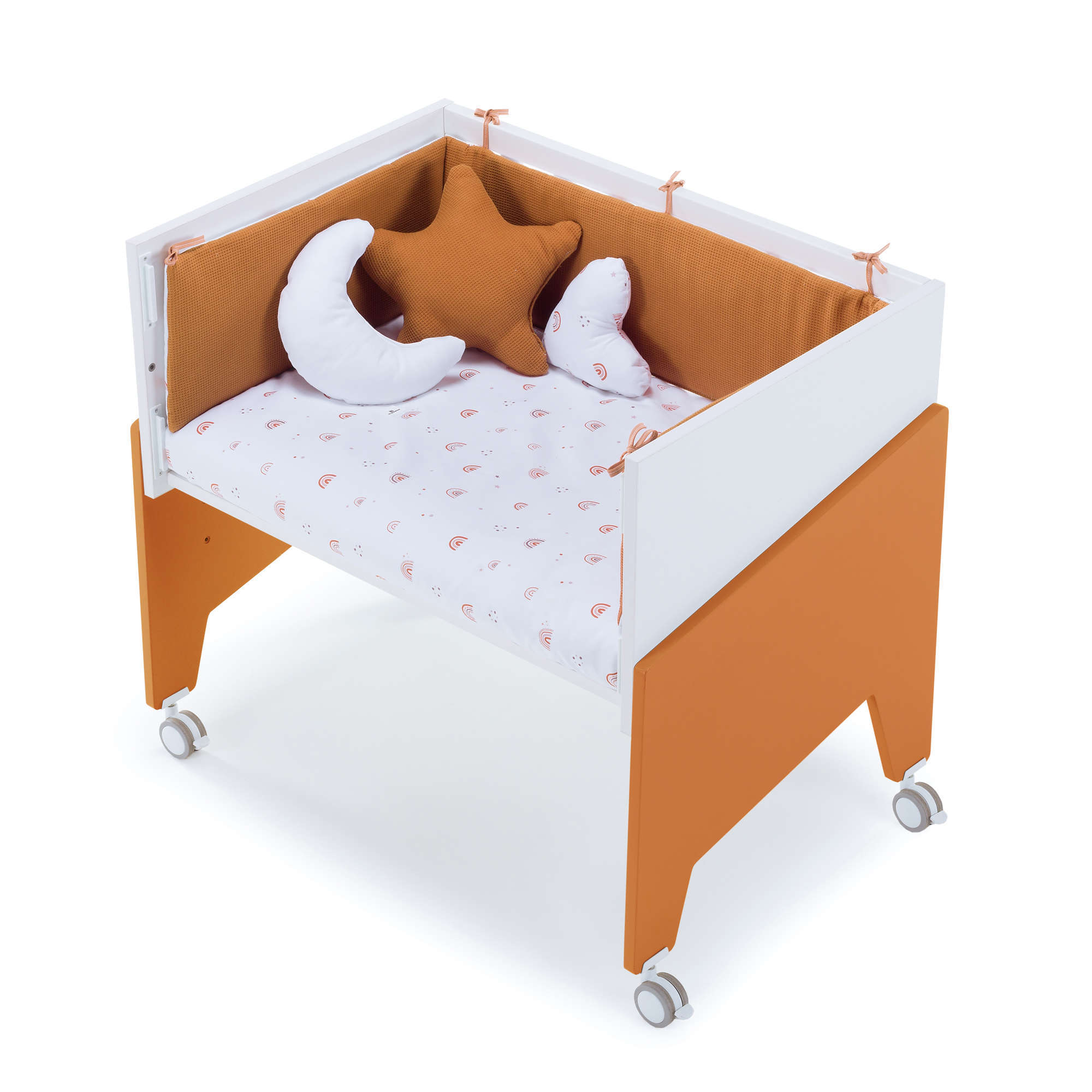 Berceaux cododo 50x80 cm en terracotta avec textile et matelas