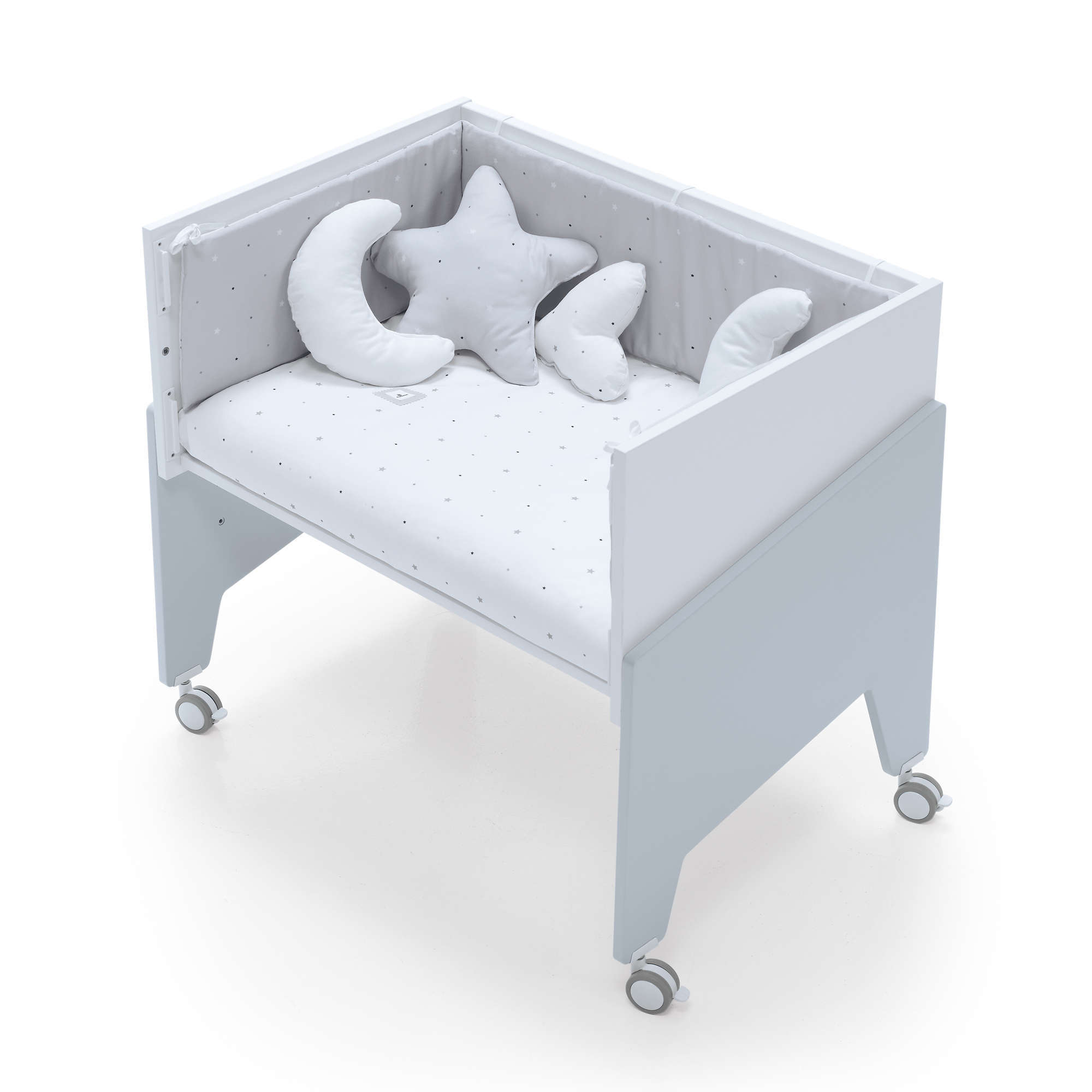 Berceaux cododo gris 50x80 cm + set textil en gris clair