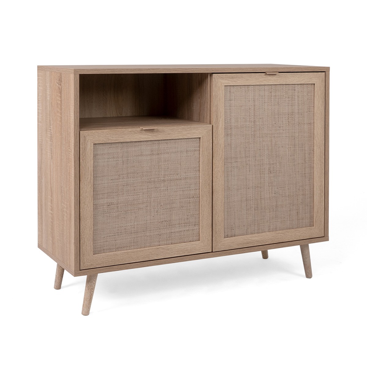Buffet 2 portes 1 niche L101 cm – Impression effet rotin