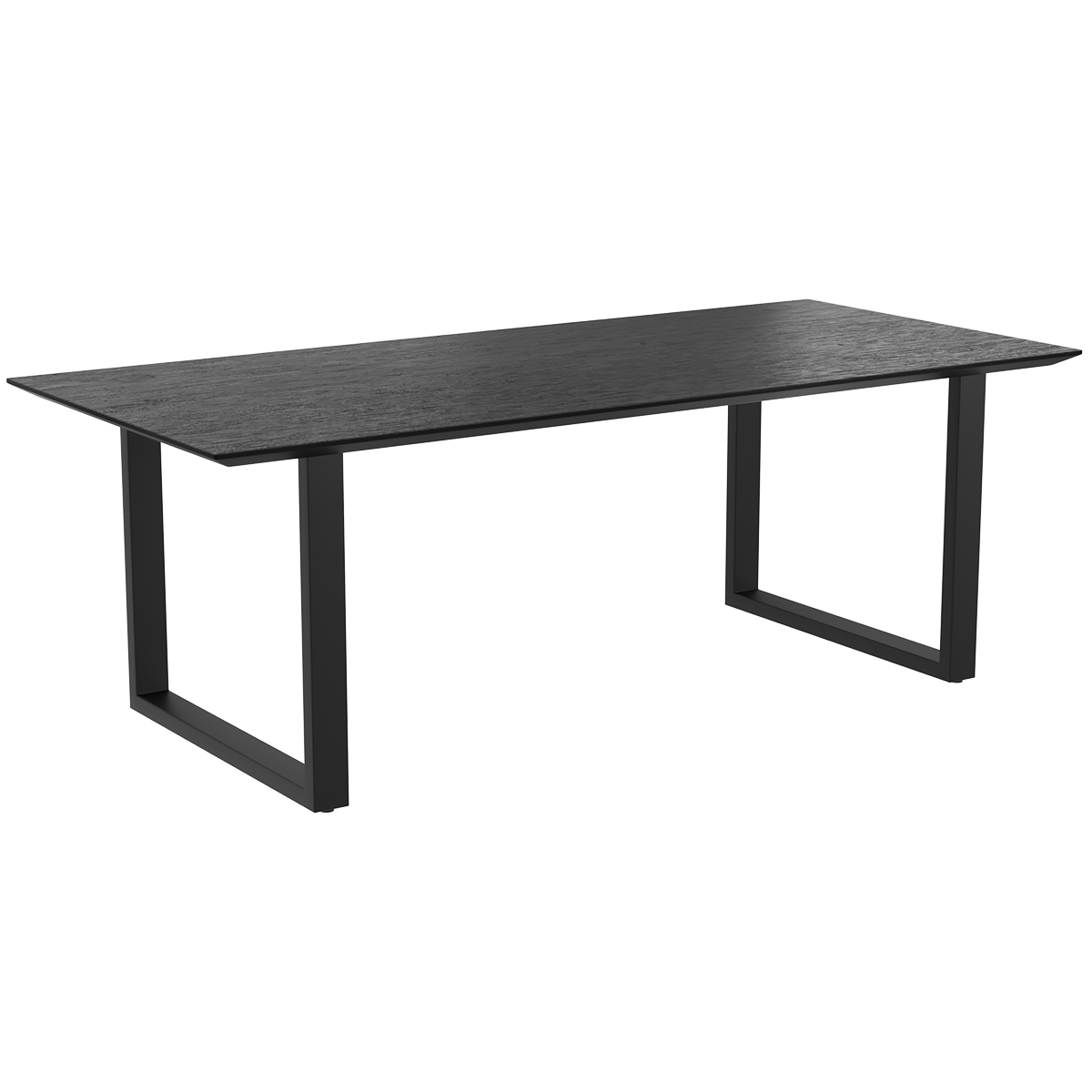 Table rectangulaire 8 personnes en bois de teck recyclé noir 220 cm