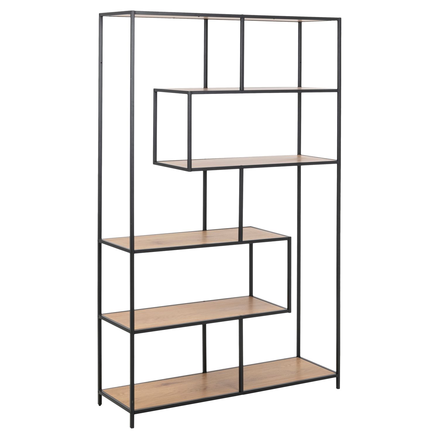 Bibliothèque en mdf et métal avec 6 niches de rangement beige