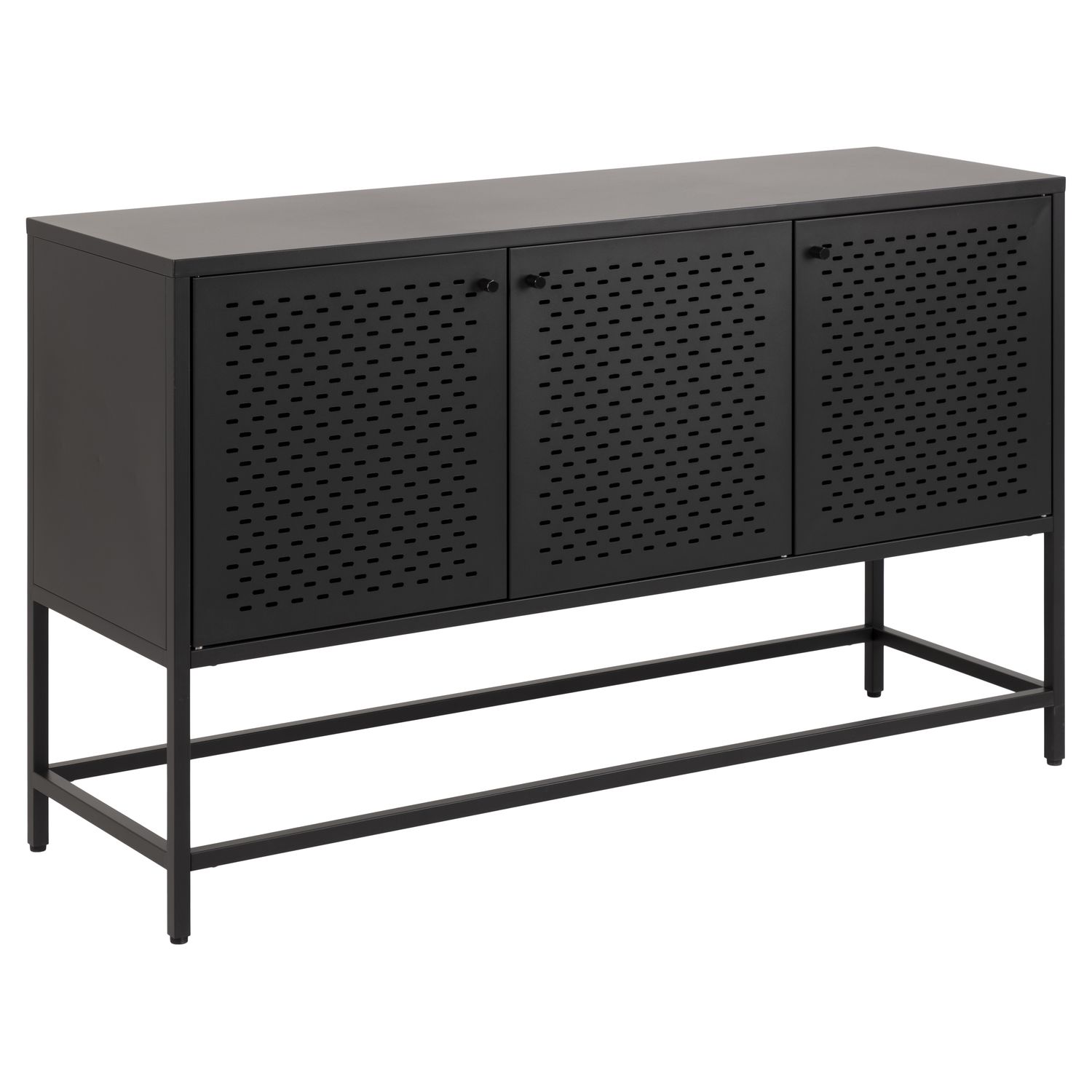Buffet avec 4 niches de rangement fermées par 3 portes noir