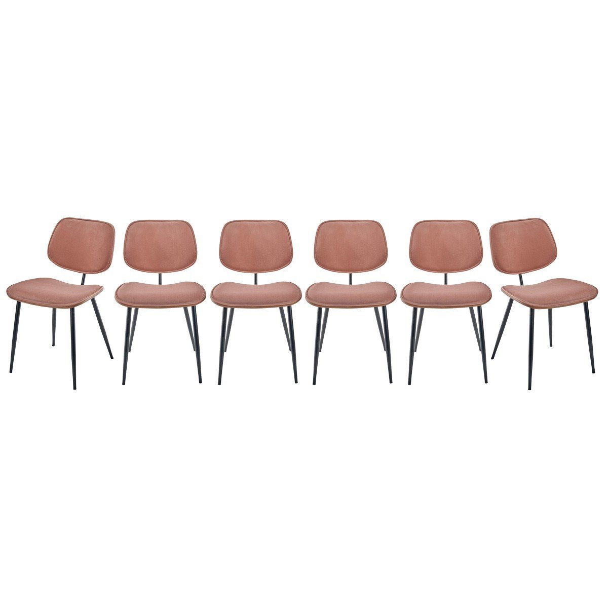 Lot de 6 chaises en velours – L46 cm – Rose