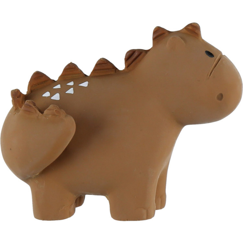 Noukie's - Jouet De Bain Dinosaure Avec Hochet En Caoutchouc Naturel, Ocre Bébé