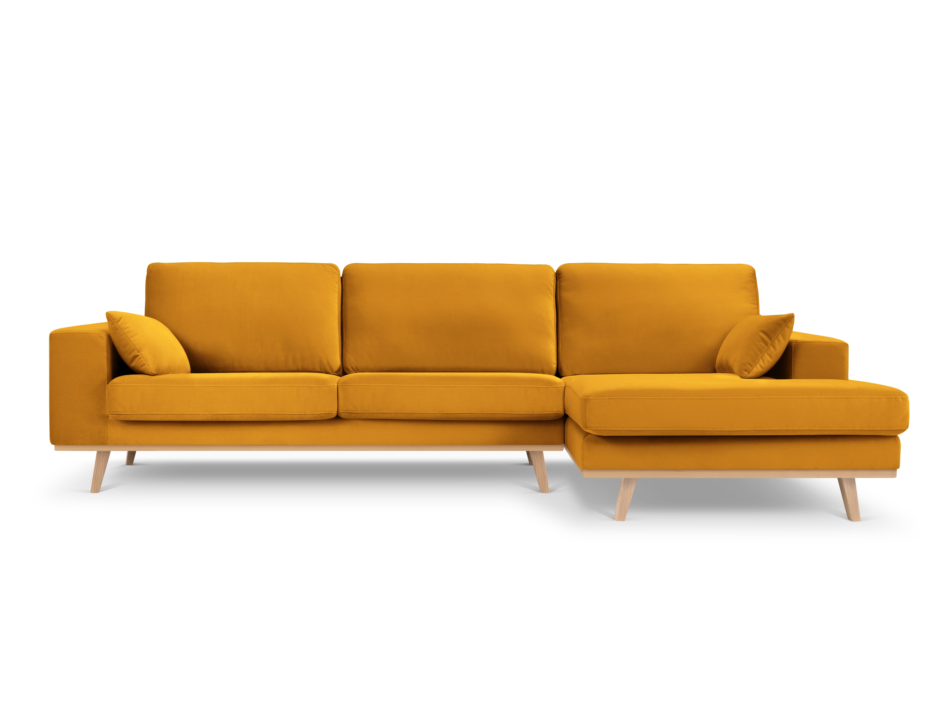 Canapé d'angle 4 places Jaune Velours Moderne Confort Promotion