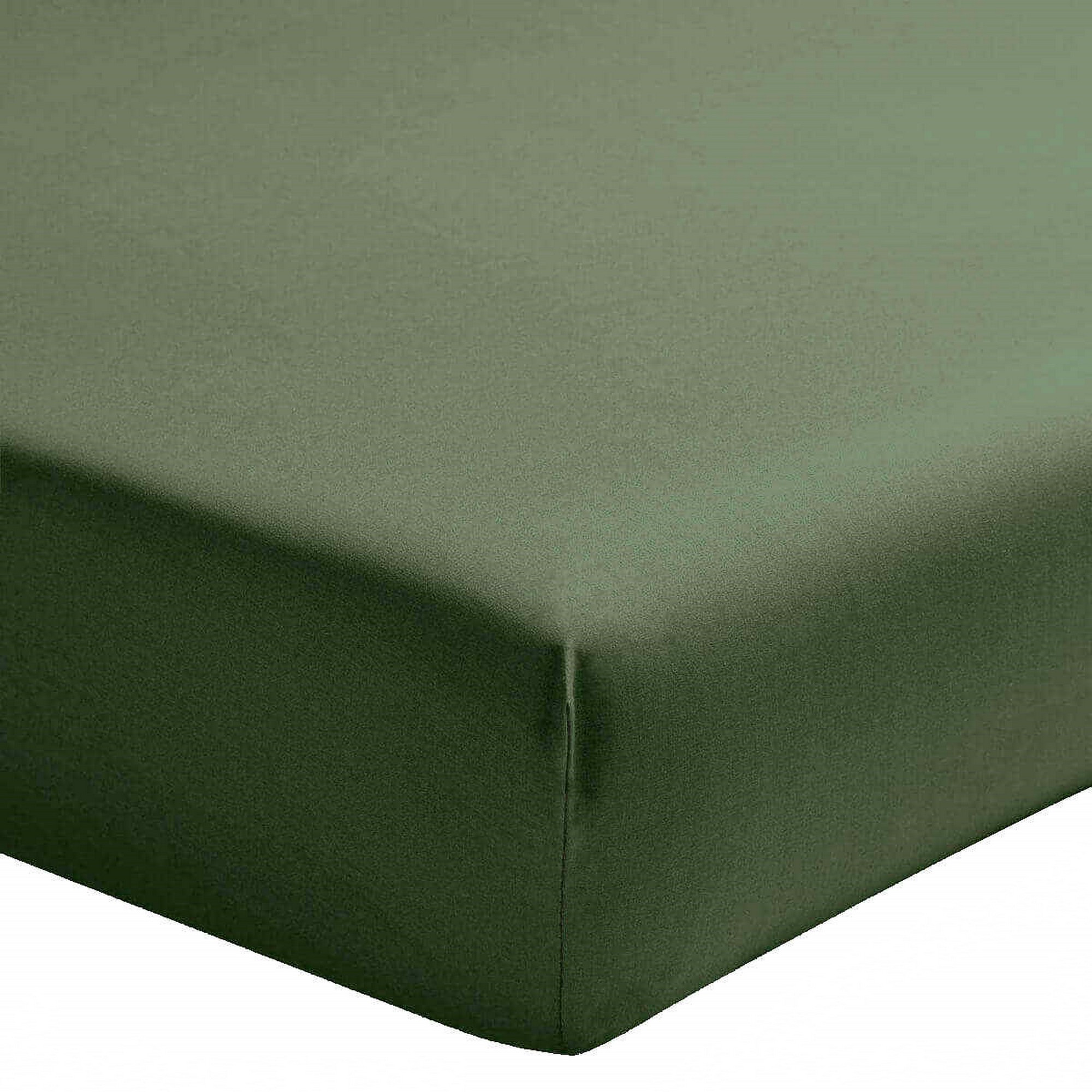 Drap housse percale de coton lavé vert 180x200 cm