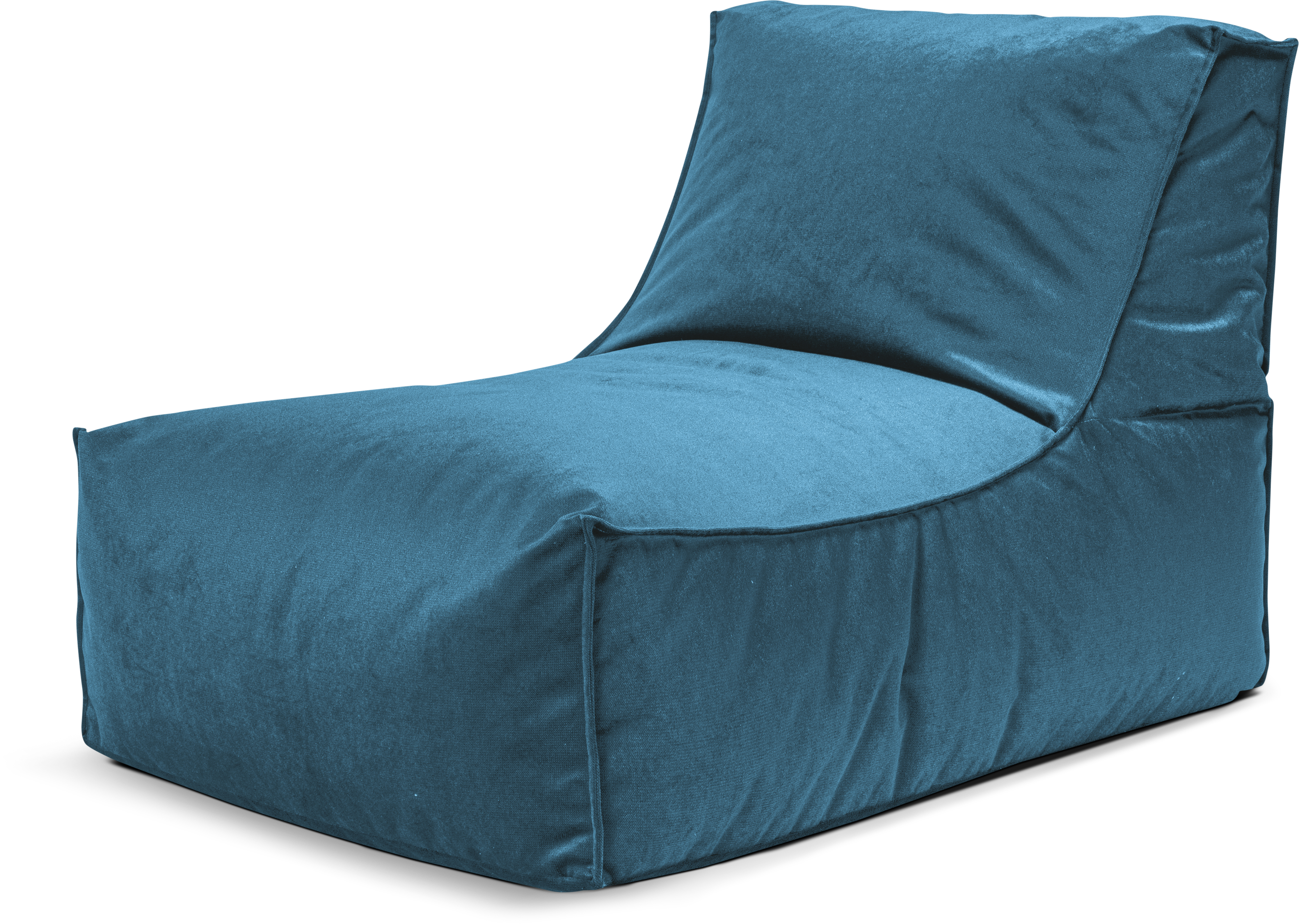 Pouf d’intérieur avec dossier aspect velours pétrole 65x100x65cm