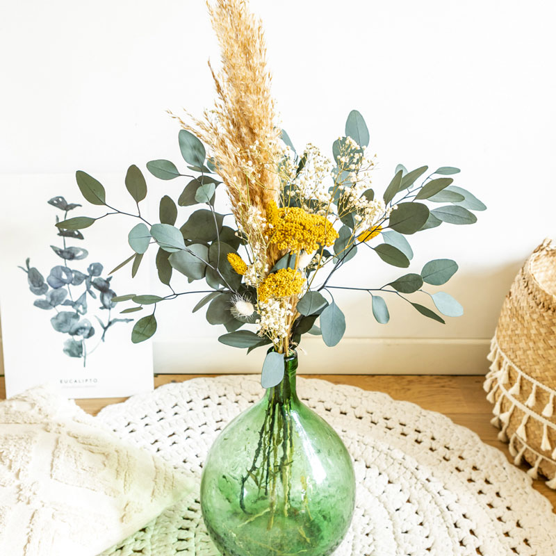 Bouquet de fleurs séchées pour dame jeanne achillea jaune