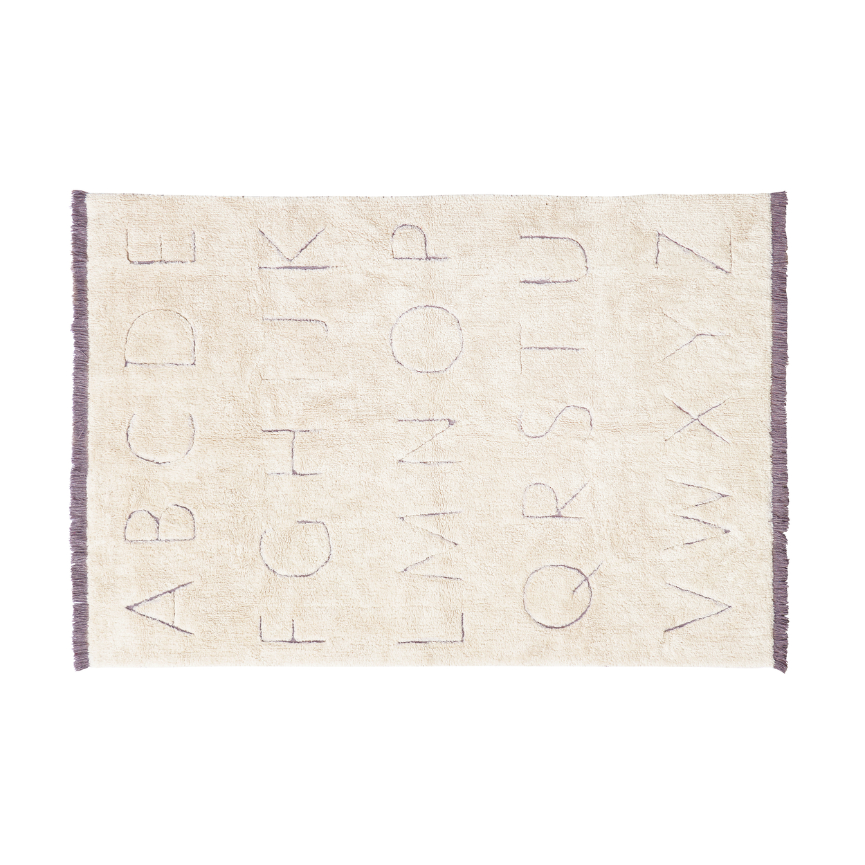 Tapis lavable alphabet en coton blanc 140x200
