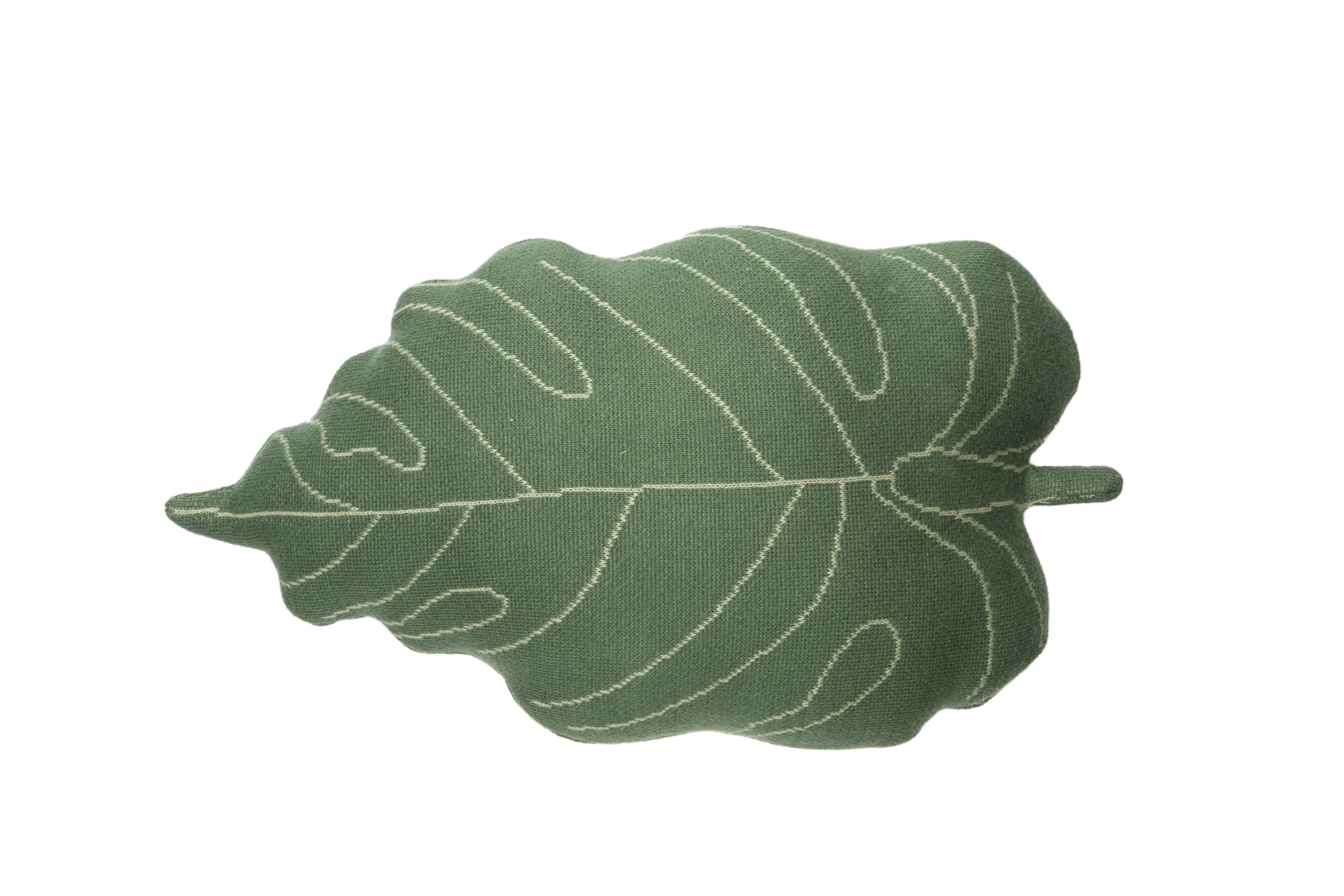 Coussin feuilles coton vert 28x42