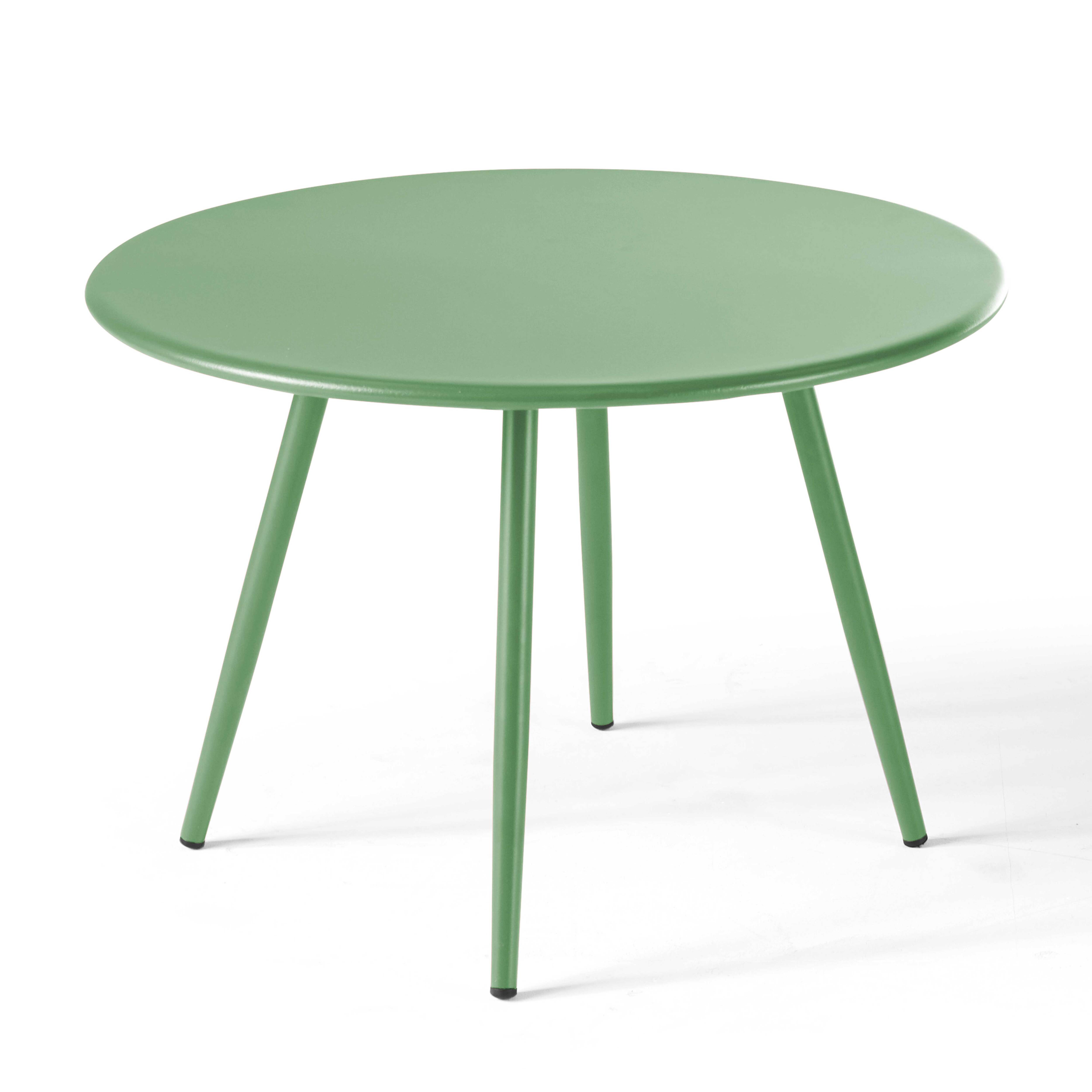 Table basse de jardin ronde en métal vert cactus 50 cm