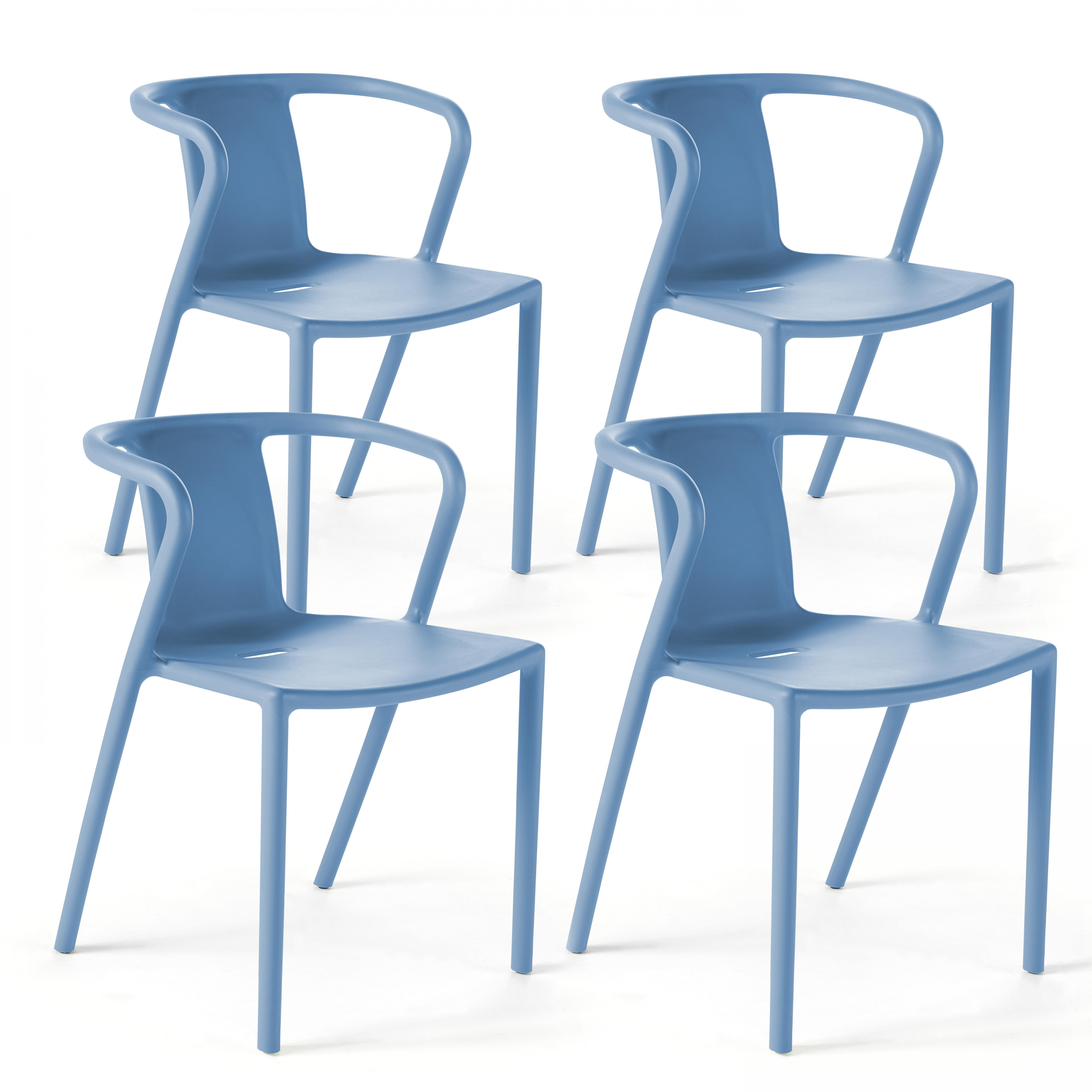 Lot de 4 chaises plastique bleu