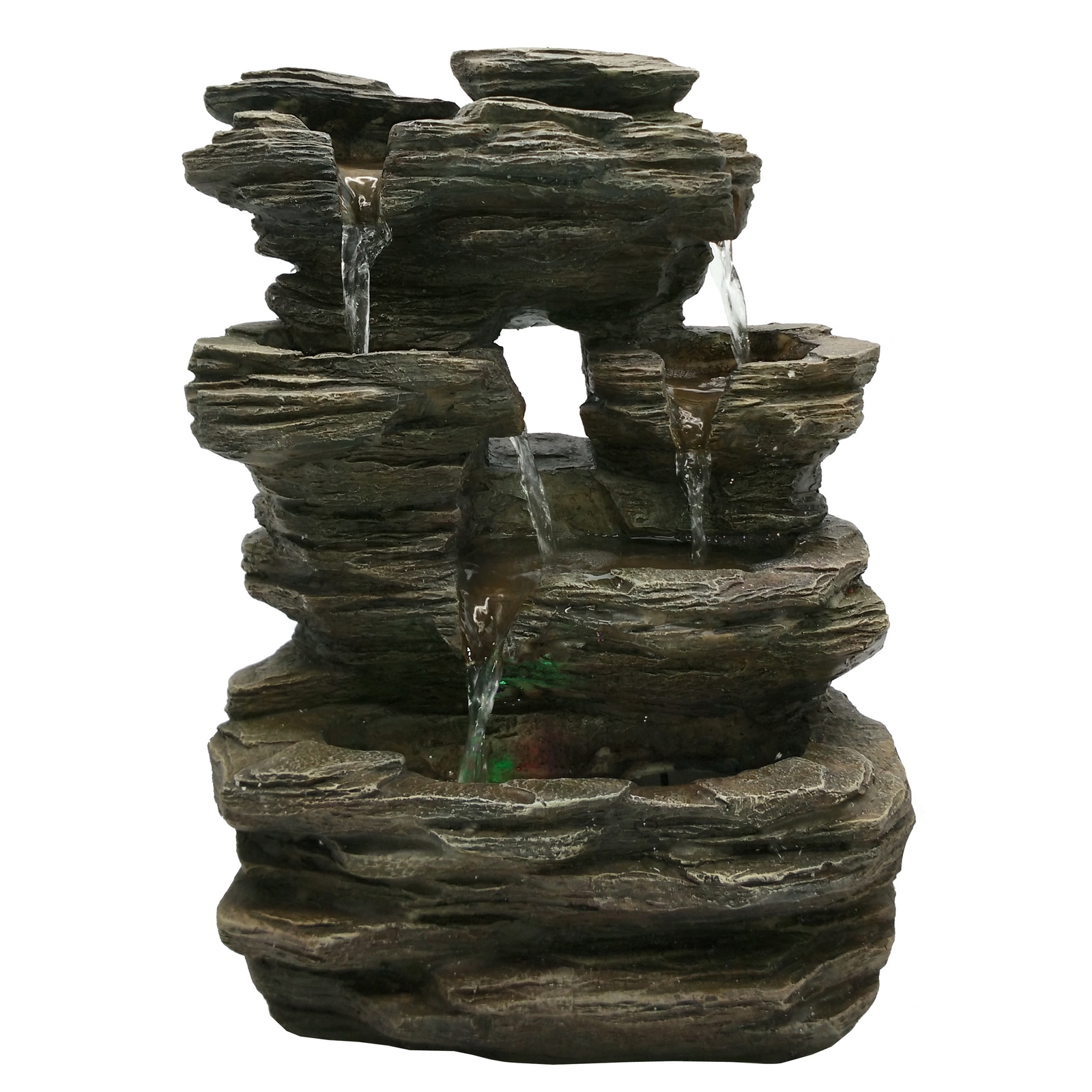 Fontaine Cascade nature Rochier en résine Gris et éclairage Led - H35