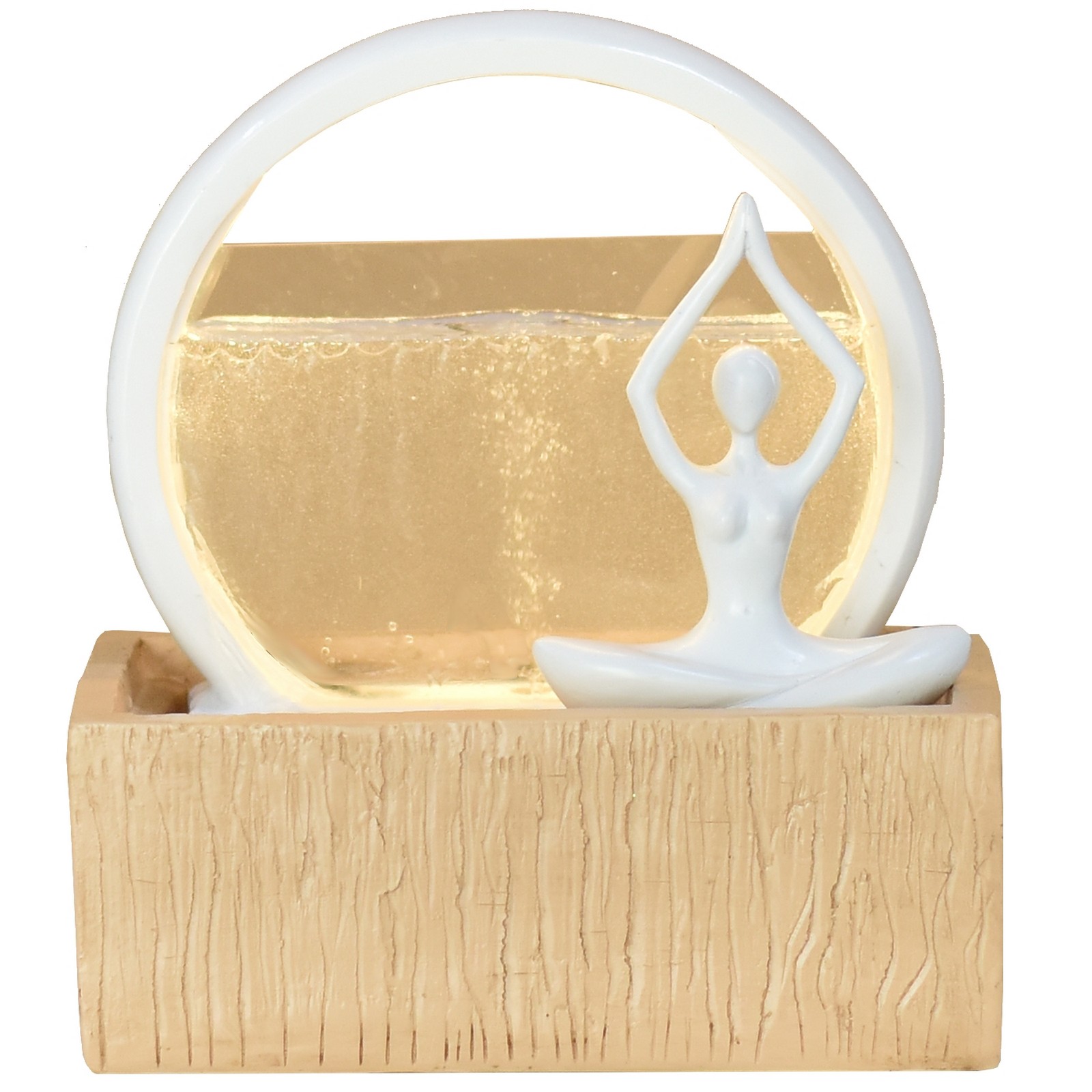 Fontaine moderne Figurine Yoga Amovible résine Beige et Blanc - H23