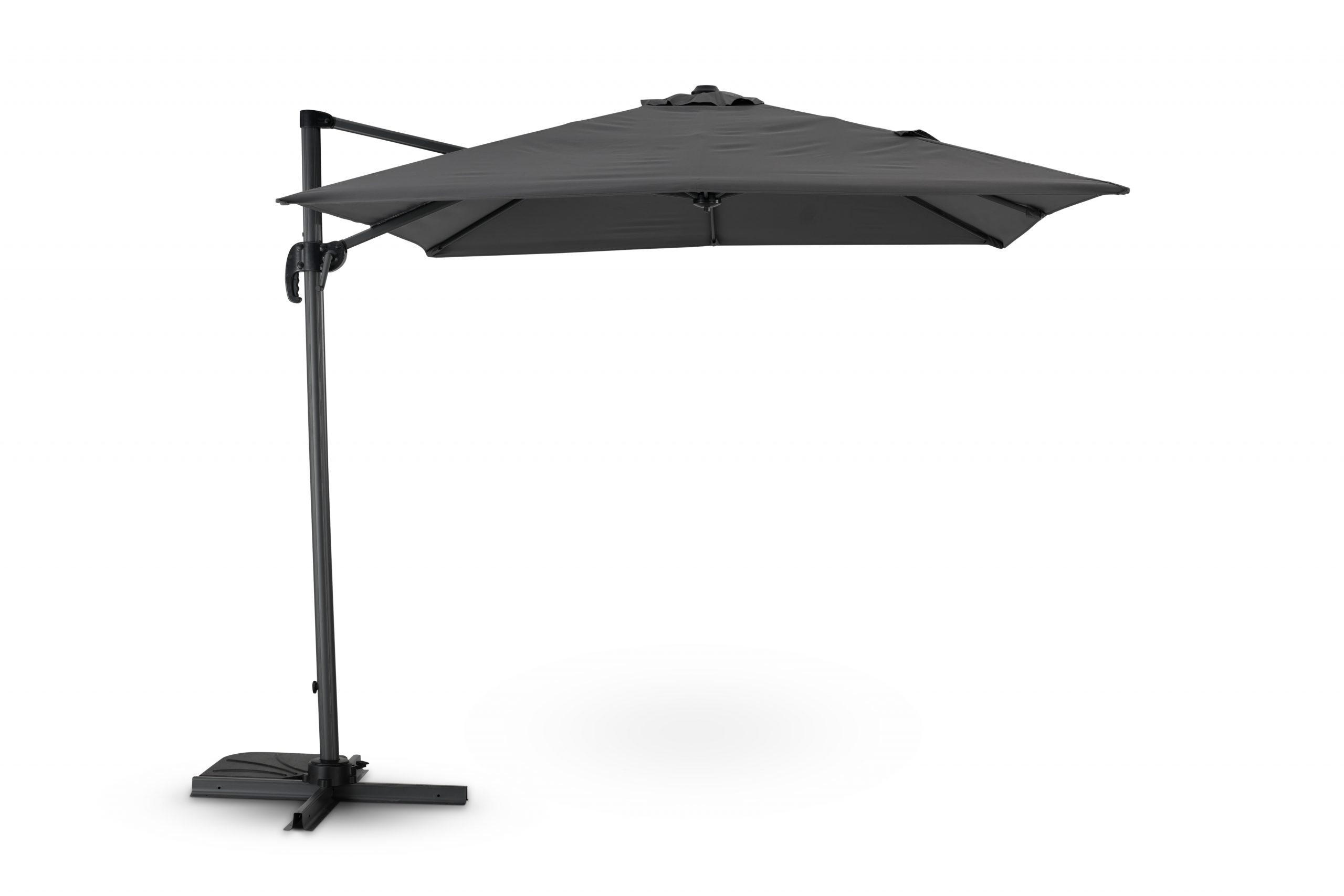 Parasol suspendu anthracite avec structure tissée gris 2,5×2,5m