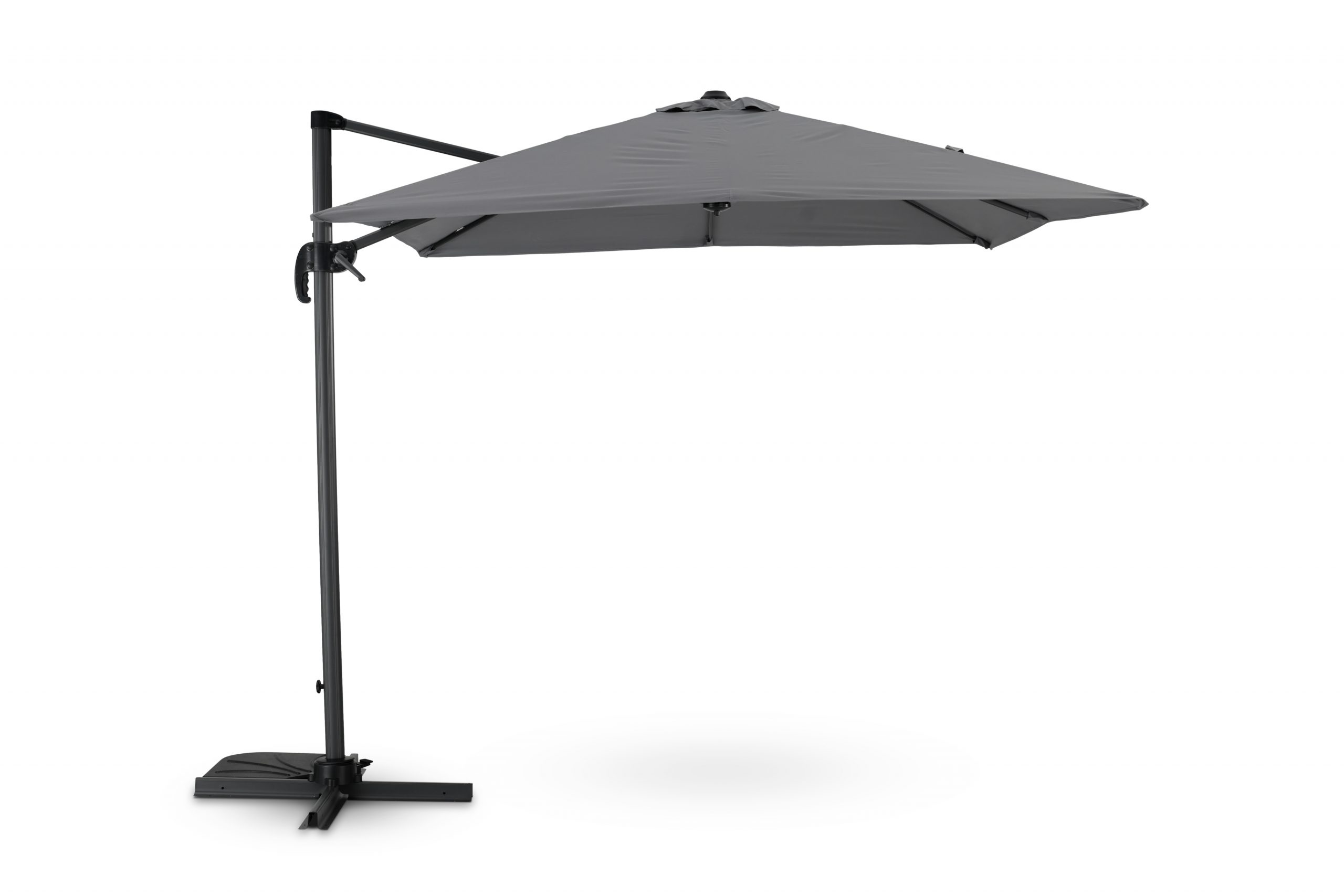 Parasol suspendu anthracite avec structure tissée gris clair 2,5×2,5m