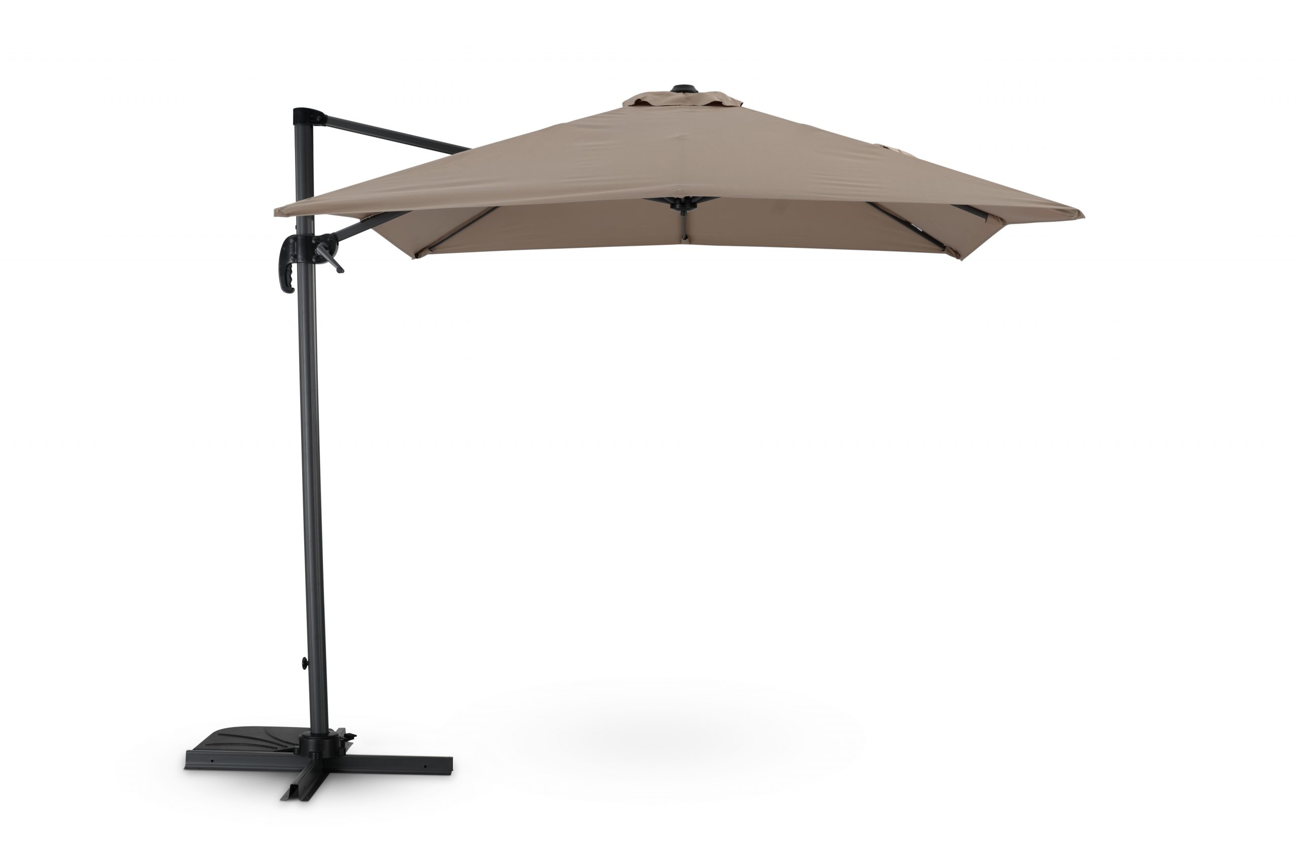 Parasol suspendu anthracite avec structure tissée marron 2,5×2,5m