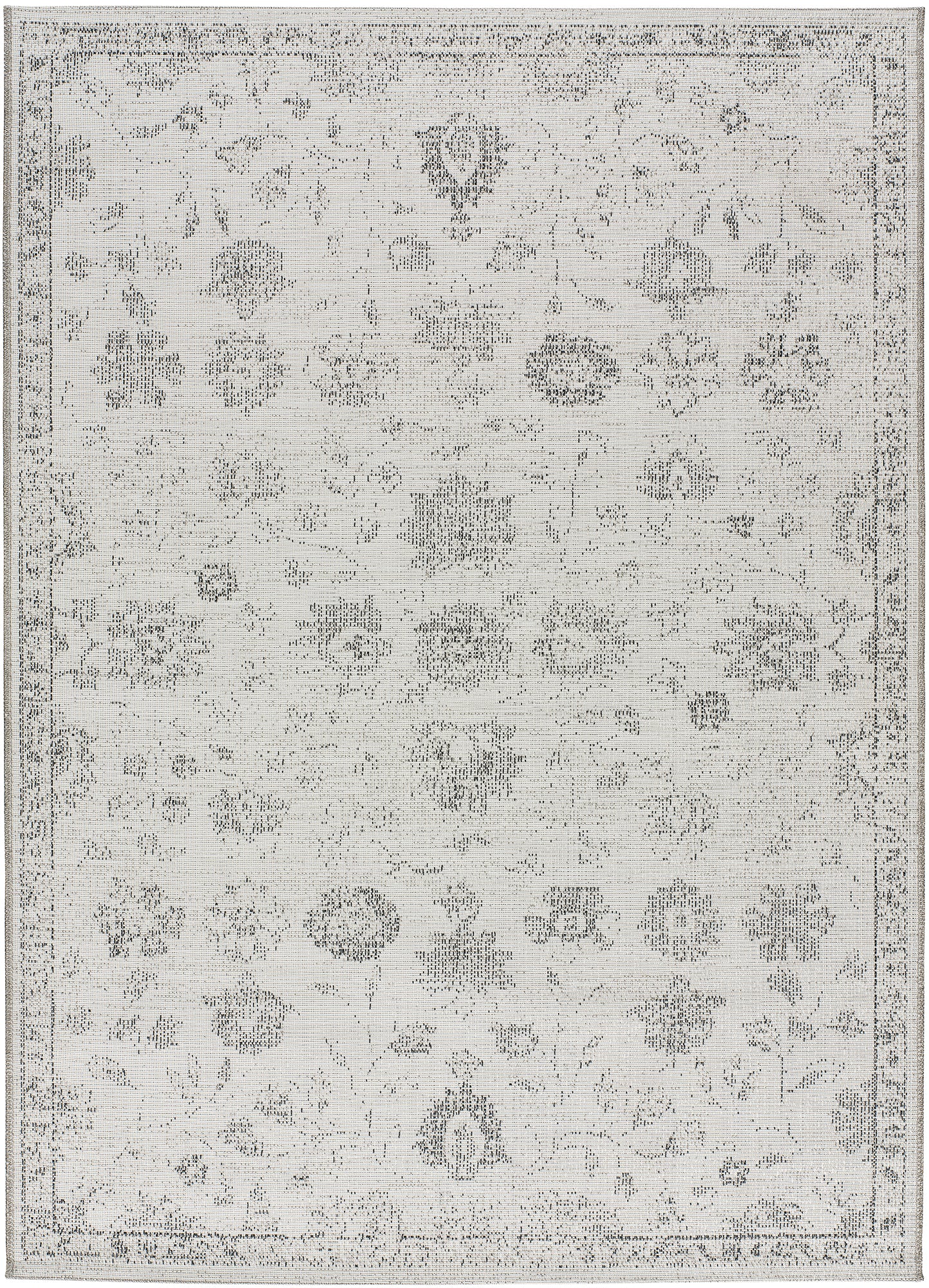 Tapis d'extérieur gris d'inspiration vintage, 155x230 cm