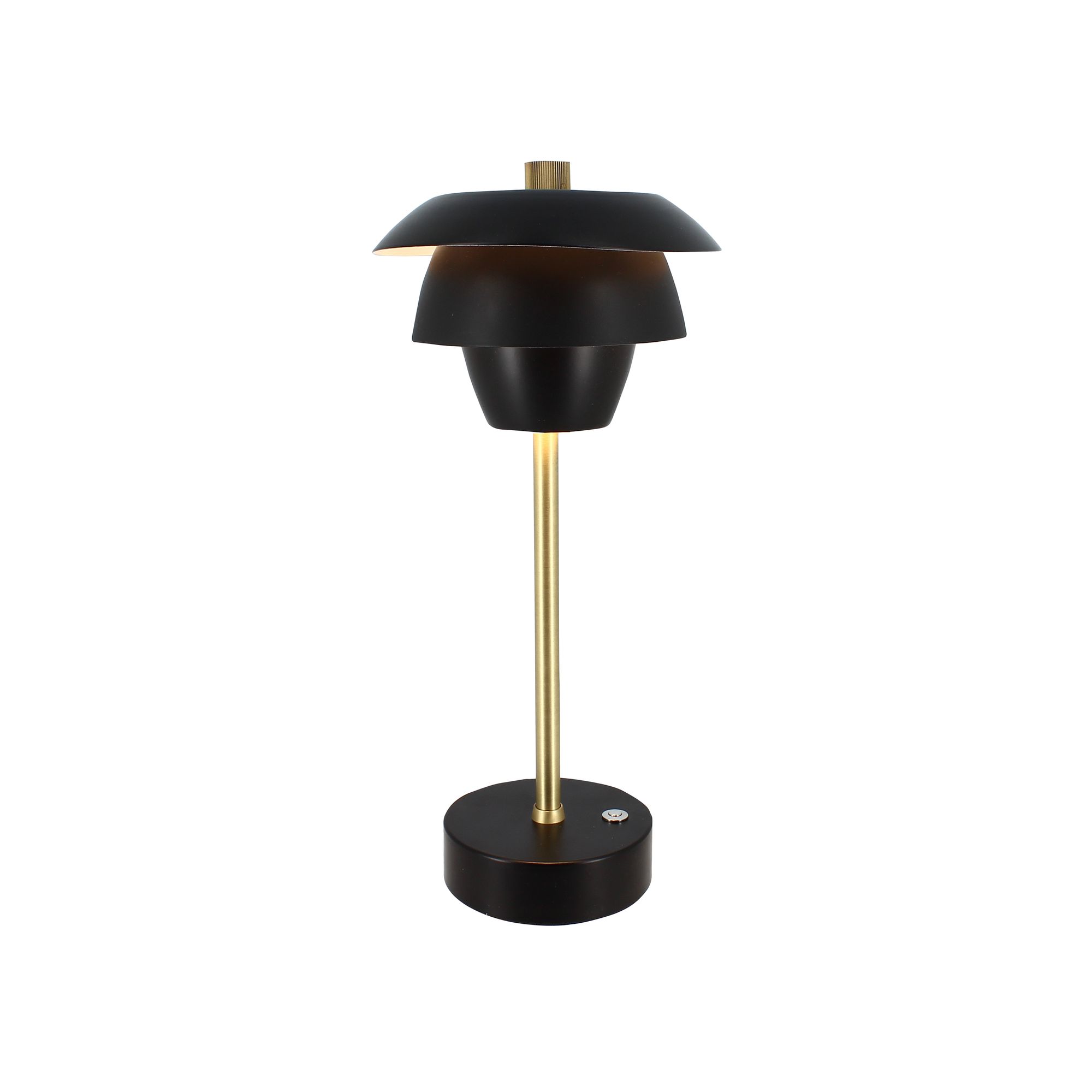 Lampe à poser rechargeable en métal noir et doré H31