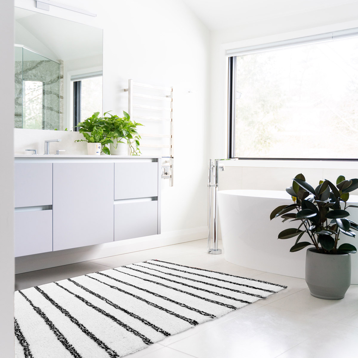 tapis de bain ou descente de lit antidérapant blanc 120x170 cm