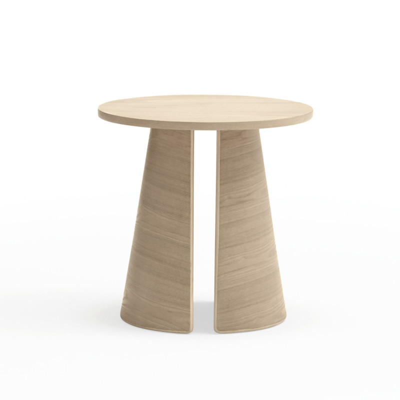 Table d’appoint ronde en bois style moderne beige