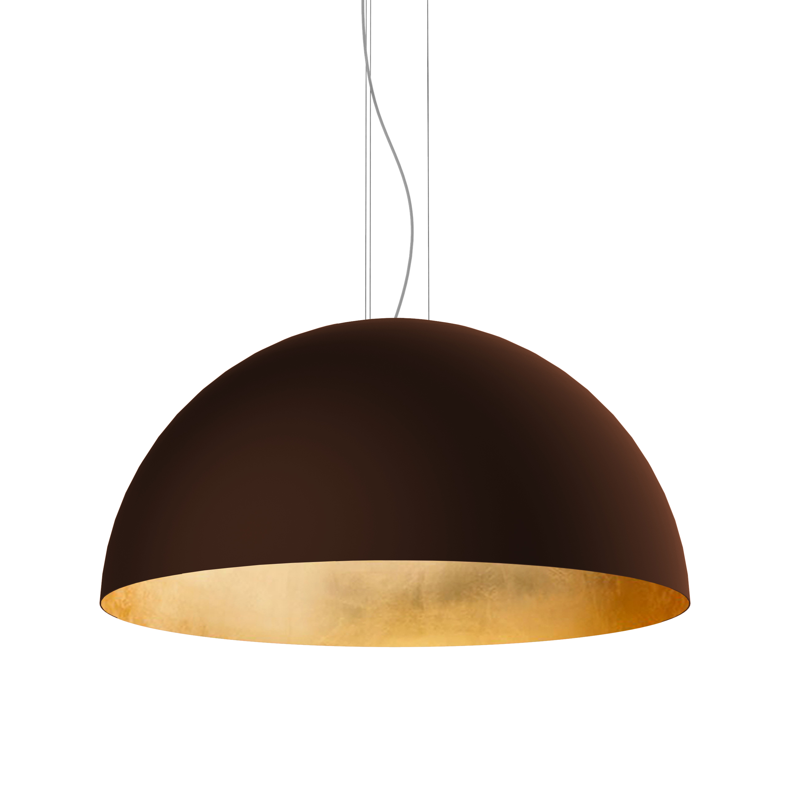 Suspension en métal marron et feuille d’or interne E27
