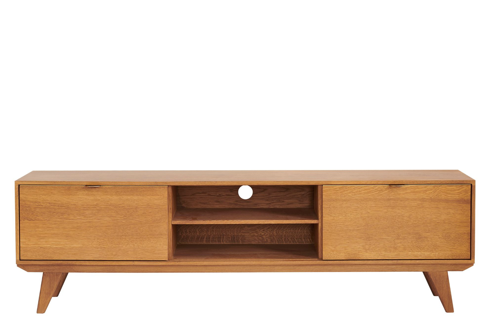 Meuble TV rétro en bois 2 niches 2 portes L180 bronze