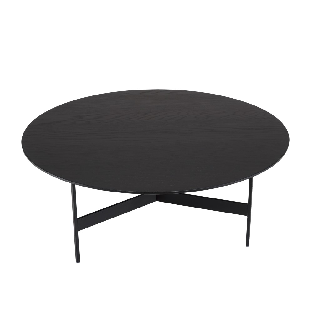 Table basse ronde noire 78x78cm piètement métal