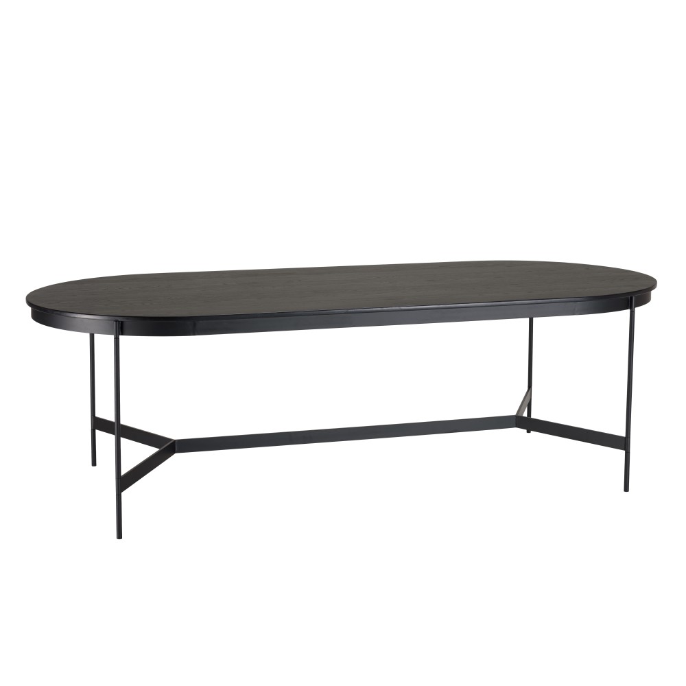 Table à manger ovale noire 240x104cm piètement métal