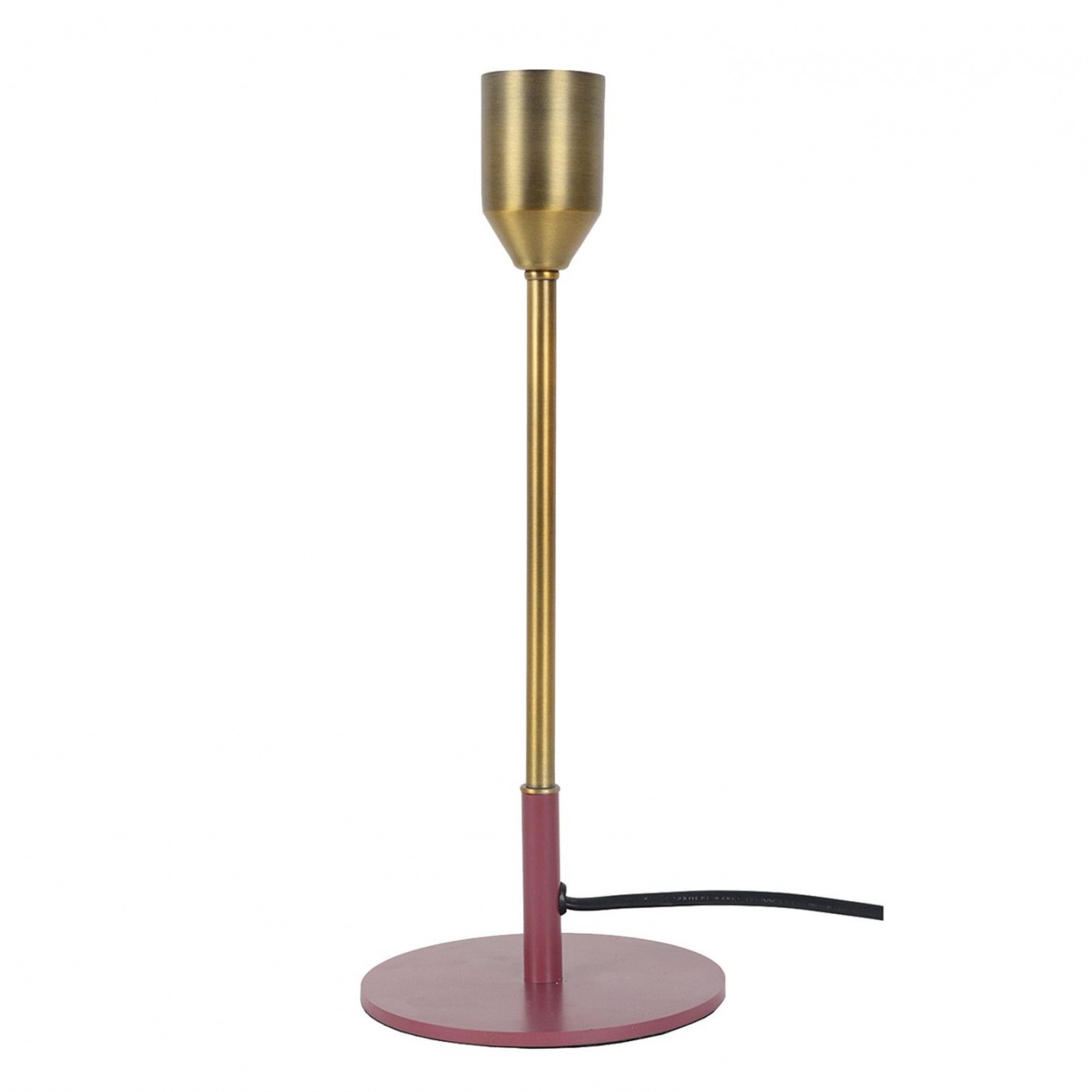 Pied de lampe grand modèle en métal doré, socle rose