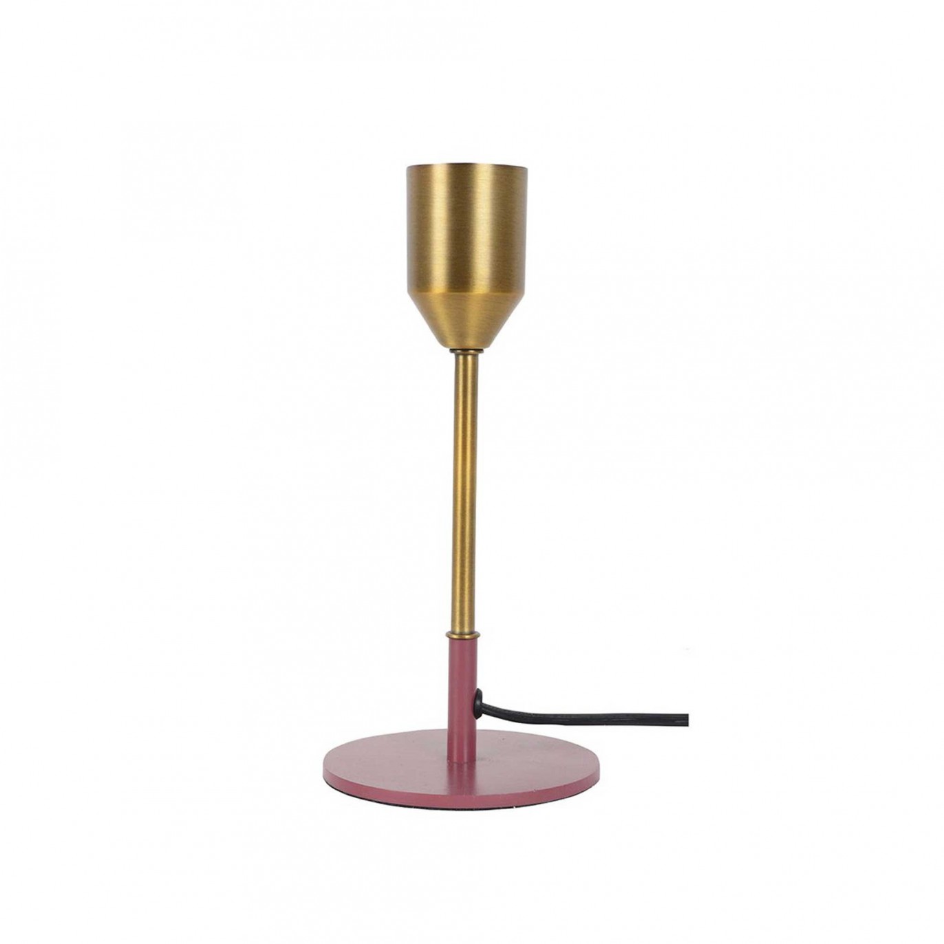 Pied de lampe petit modèle en métal doré, socle rose