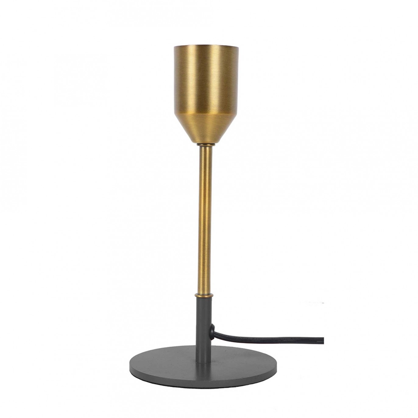 Pied de lampe petit modèle en métal doré, socle gris