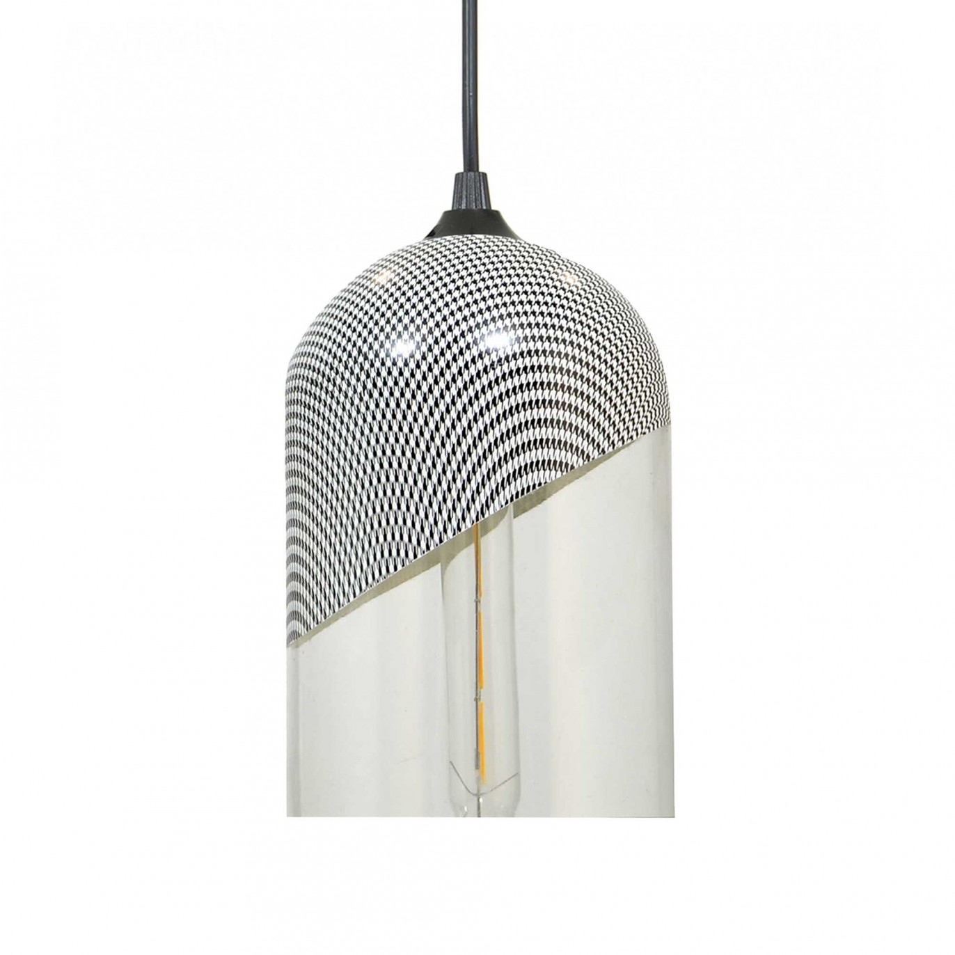 Suspension cloche en verre peint gris