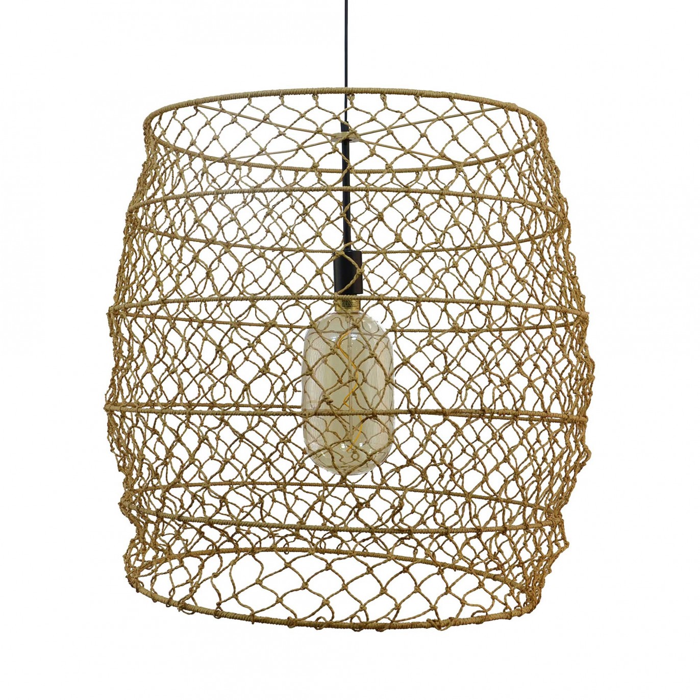 Suspension très grand modèle en papier de soie tressé marron