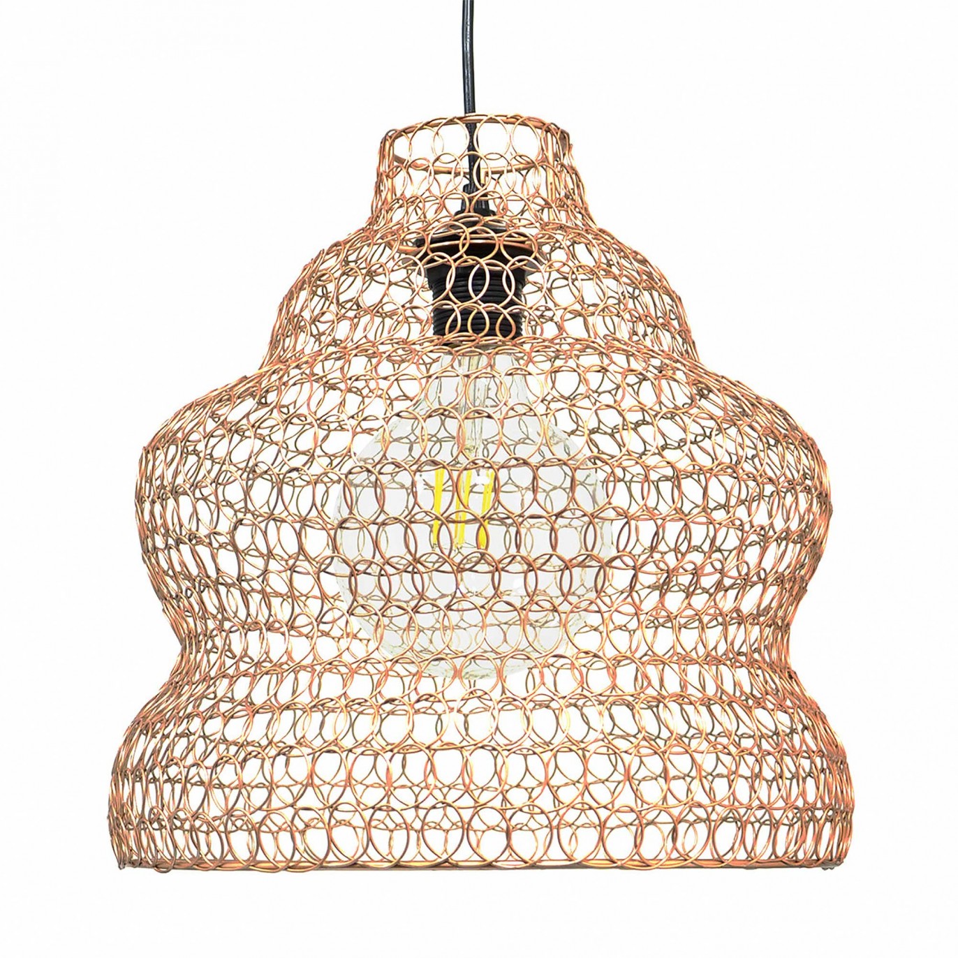 Suspension en métal grillagé cuivré