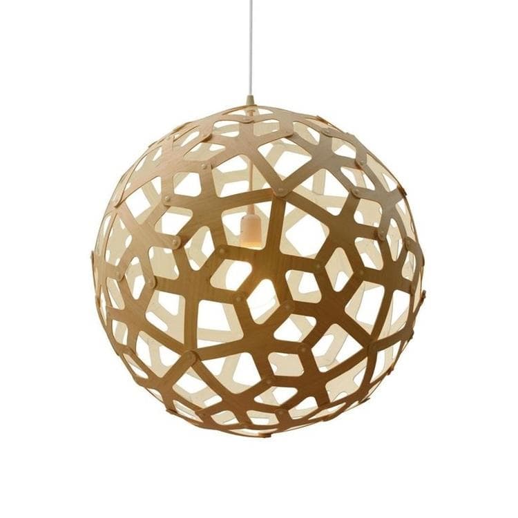 Suspension bicolore bois naturel diamètre 60cm blanc