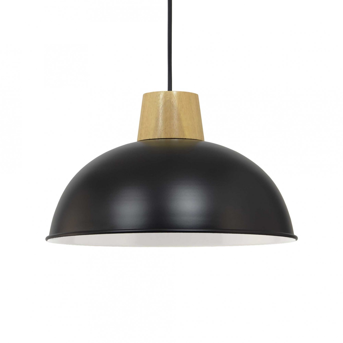 Suspension en bois et métal noir mat