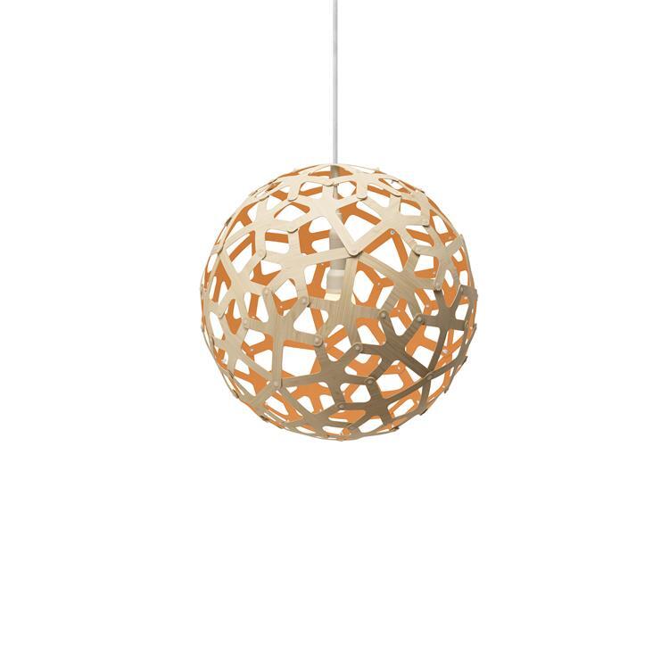 Suspension bicolore bois naturel diamètre 40cm orange