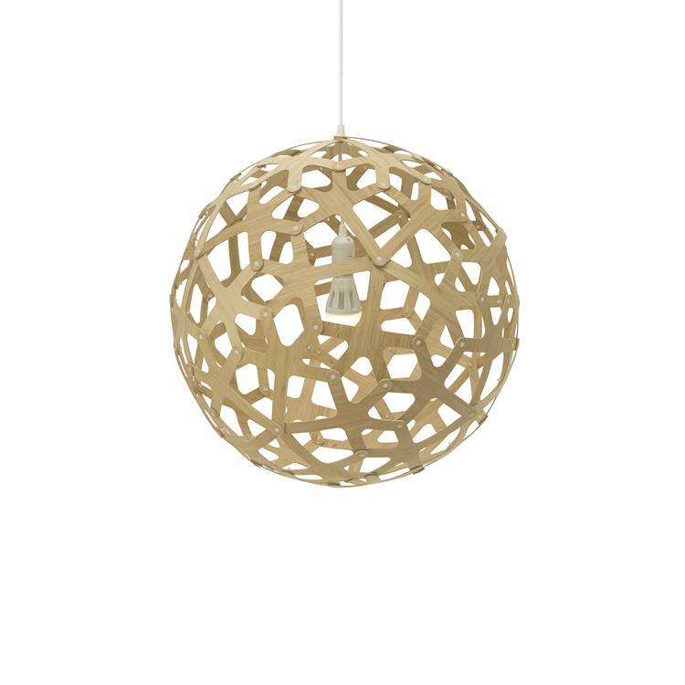 Suspension bicolore bois naturel diamètre 80cm blanc