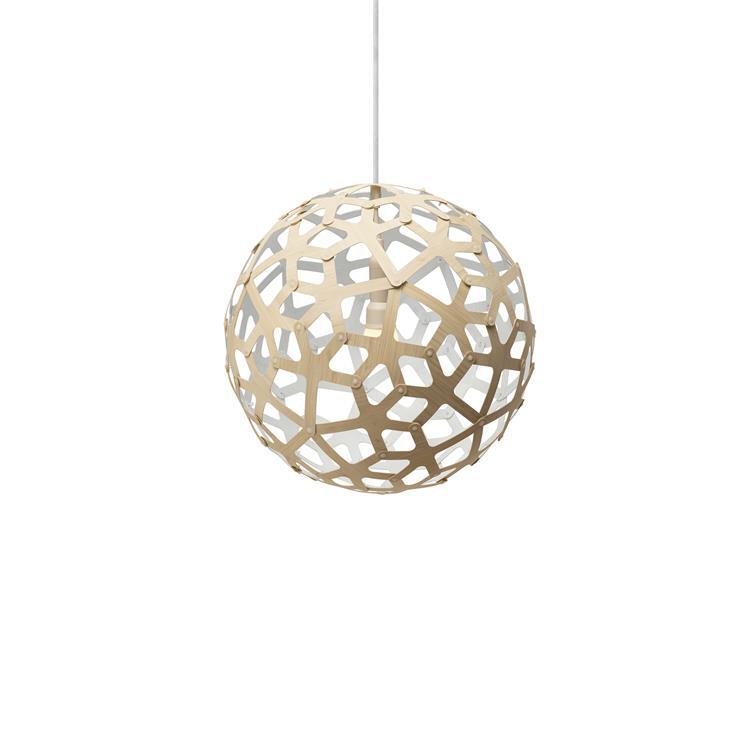 Suspension bicolore bois naturel diamètre 40cm blanc