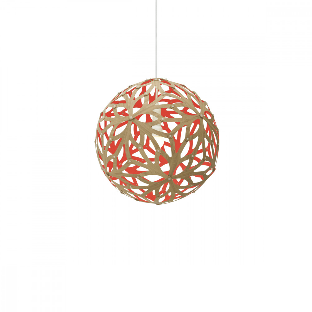 Lampe floral colorée 40cm bambou et rouge