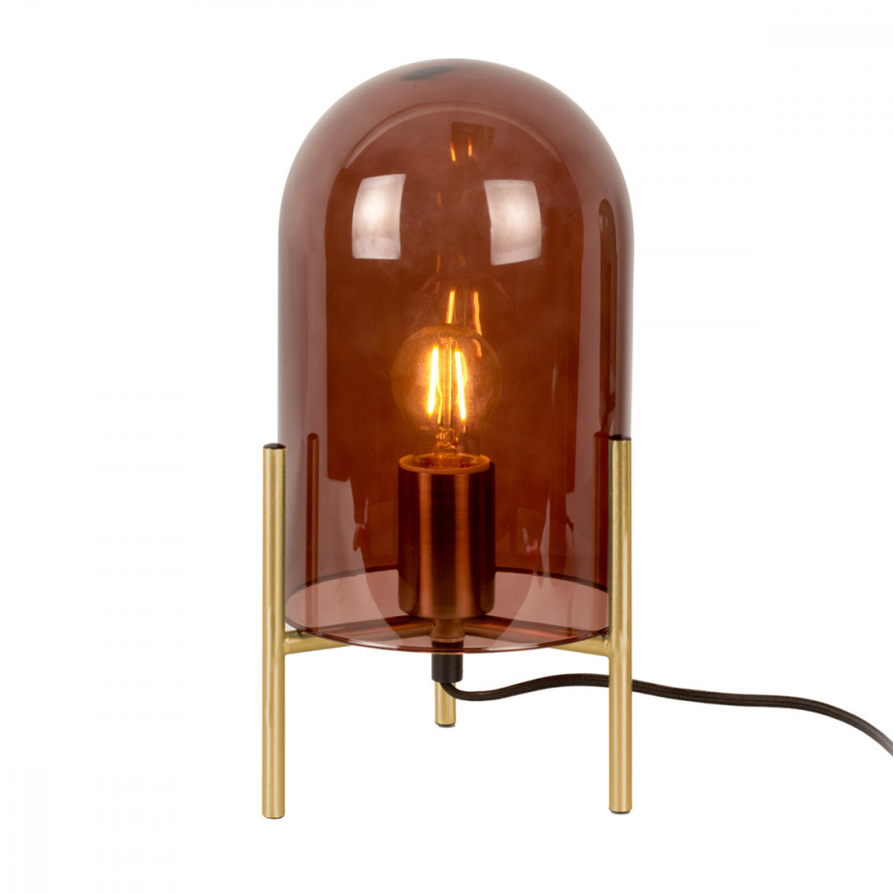 lampe de table en verre marron diam 16x30cm