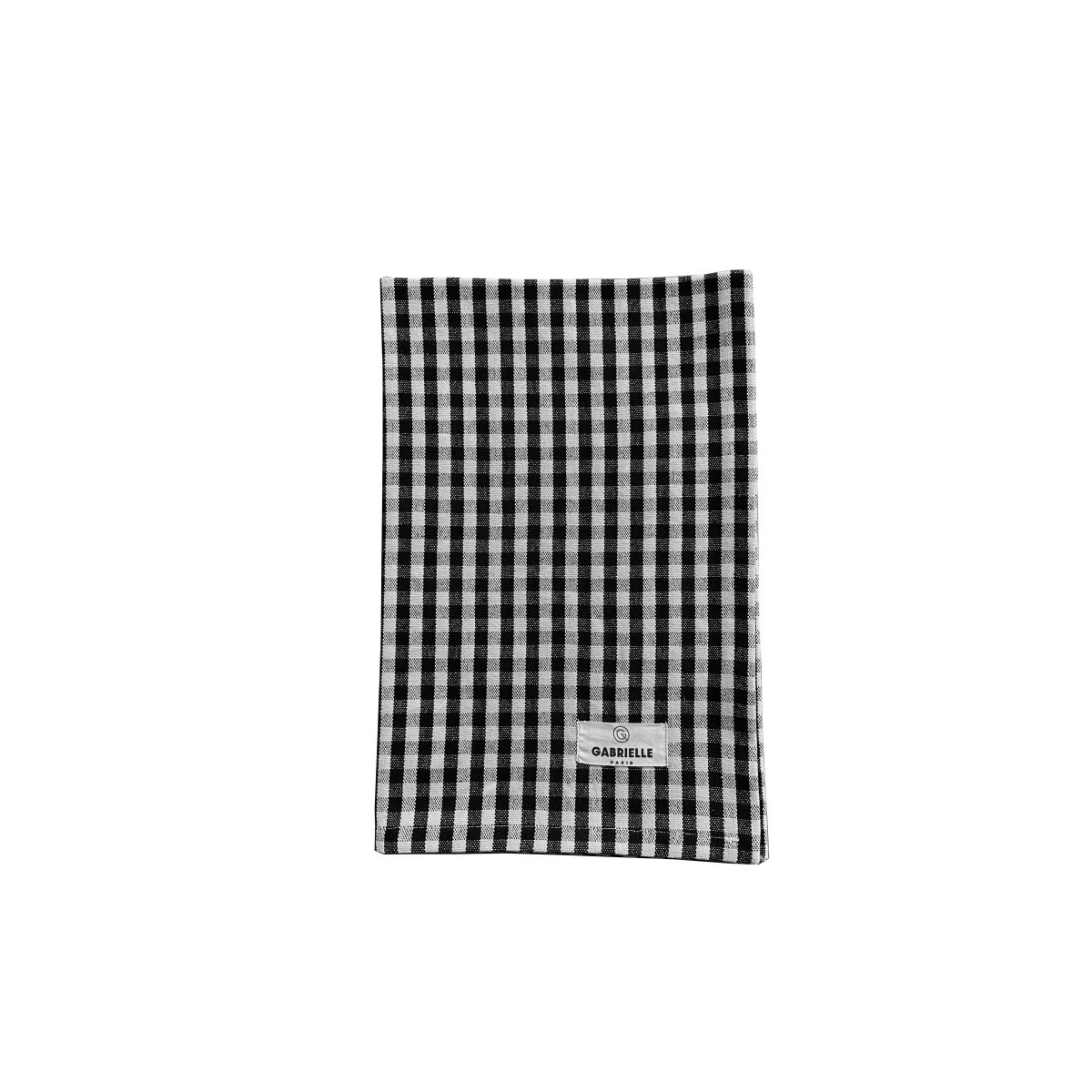 torchon en coton imprimé vichy noir 45x70