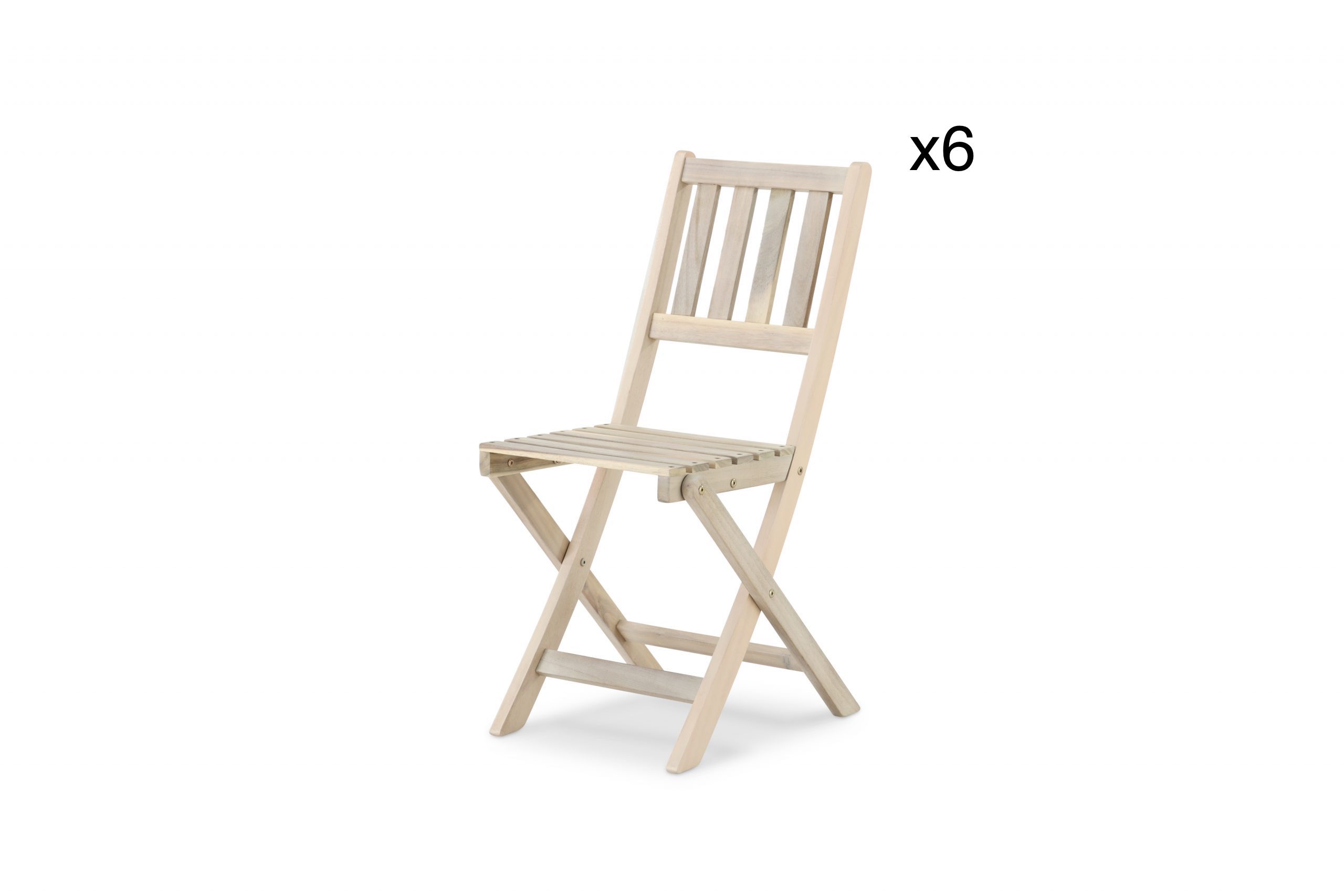 Lot de 6 chaises en bois pliables sans accoudoirs couleur claire