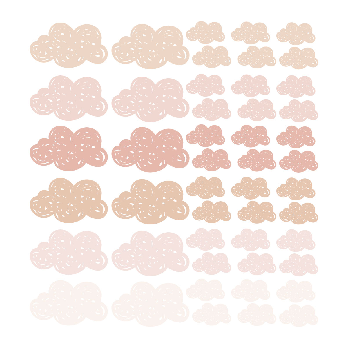 Stickers muraux en vinyle petits nuages rose et beige