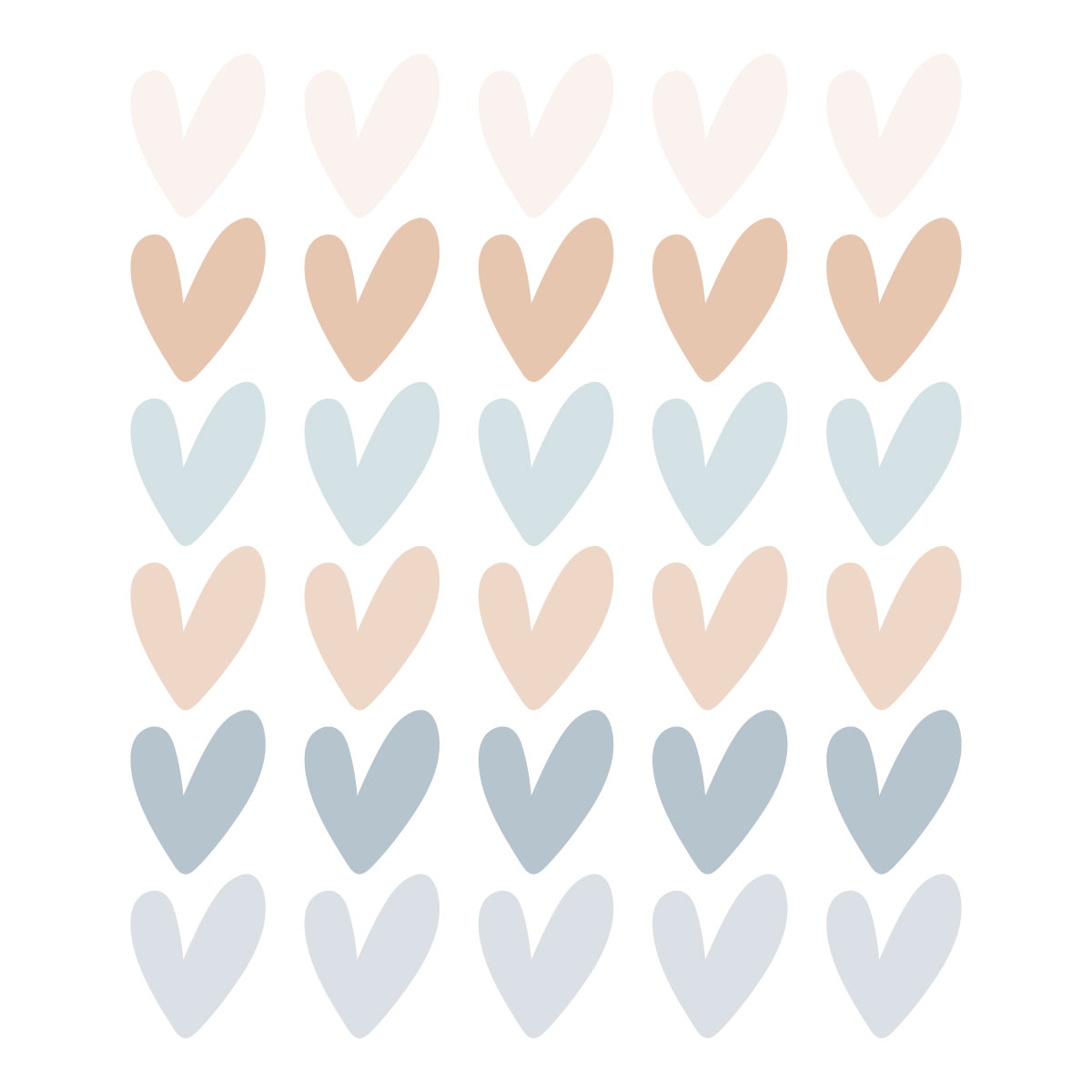 Stickers muraux en vinyle petits coeurs bleu et beige