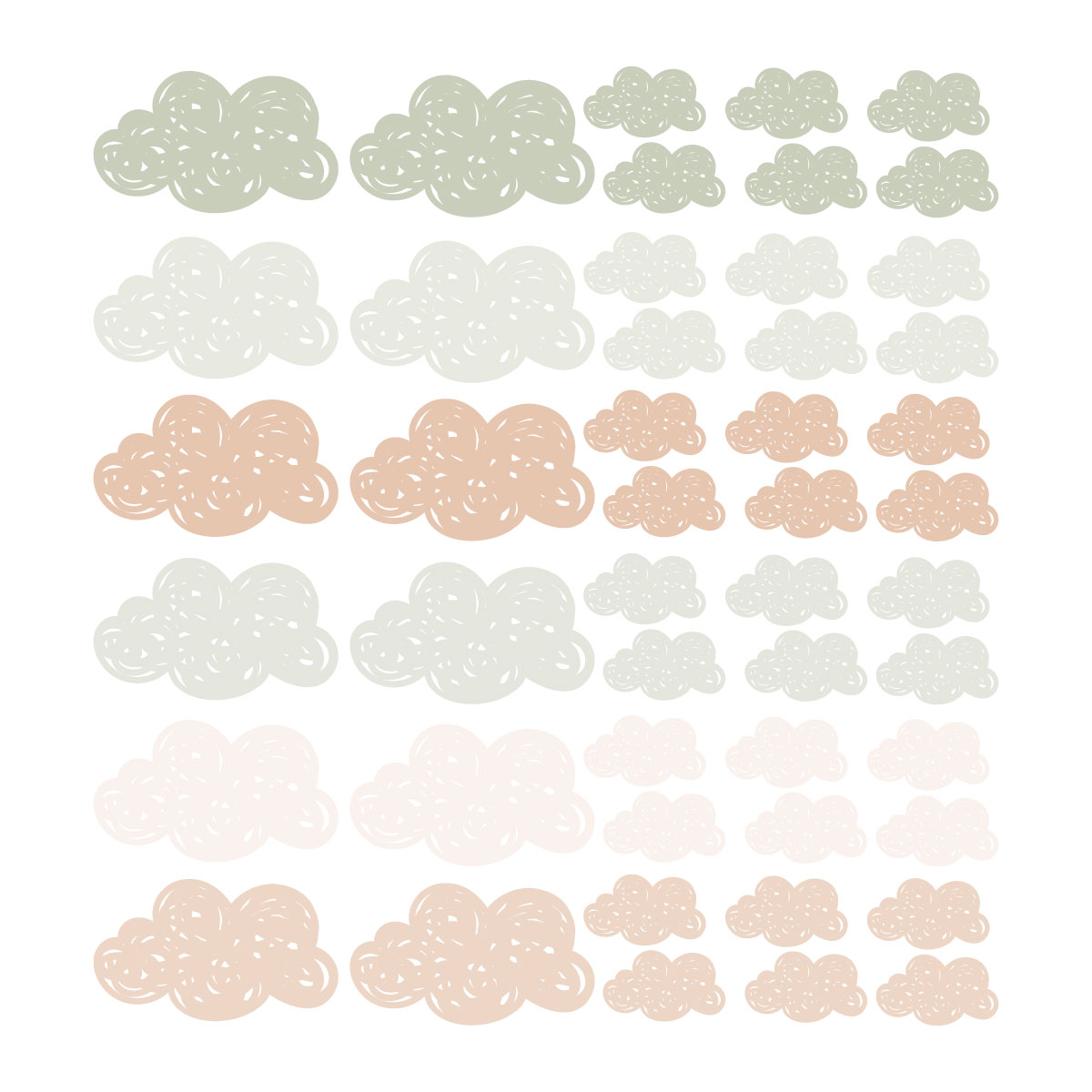 Stickers muraux en vinyle petits nuages vert et beige